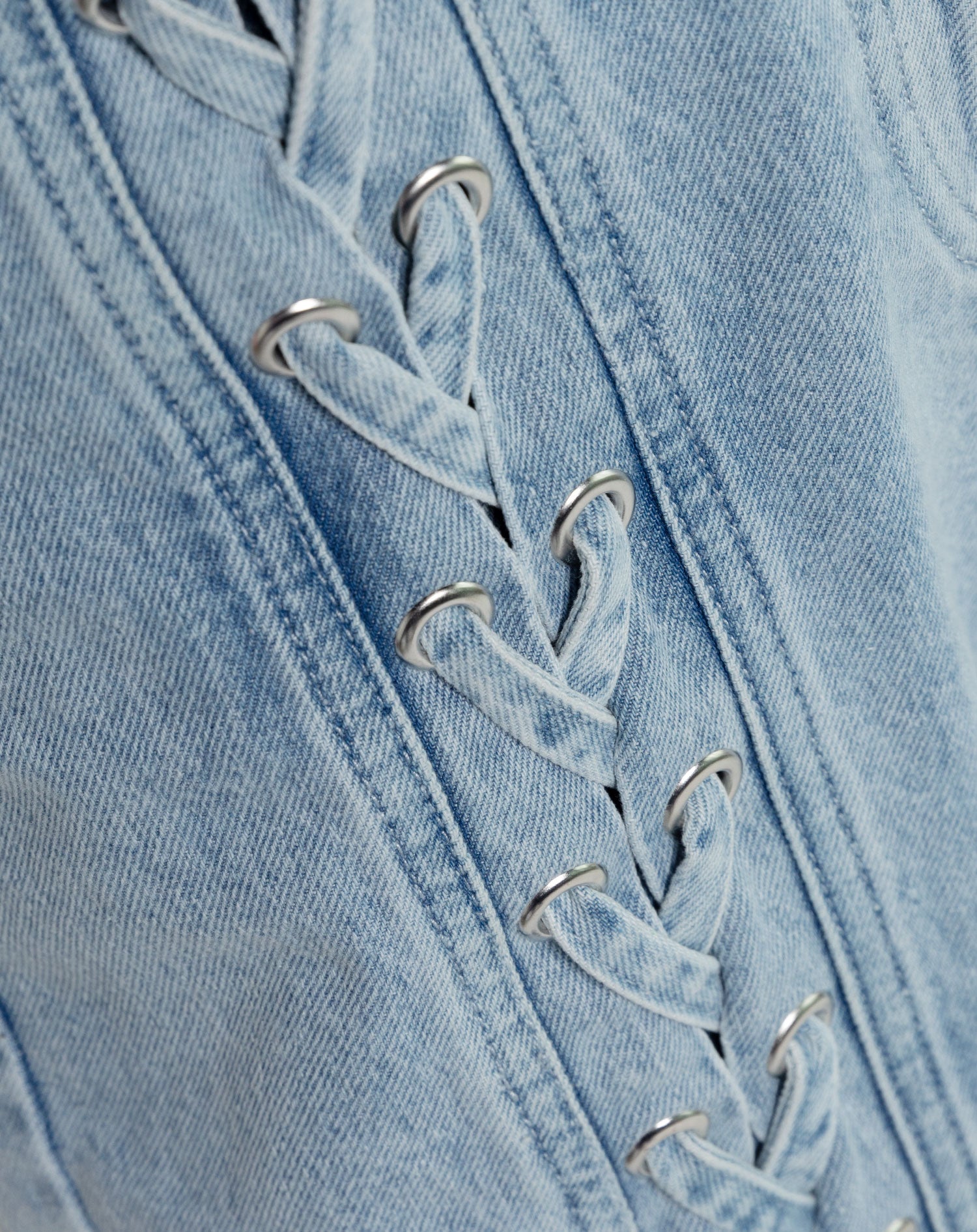 LACE UP JEANS LIGHT BLUE