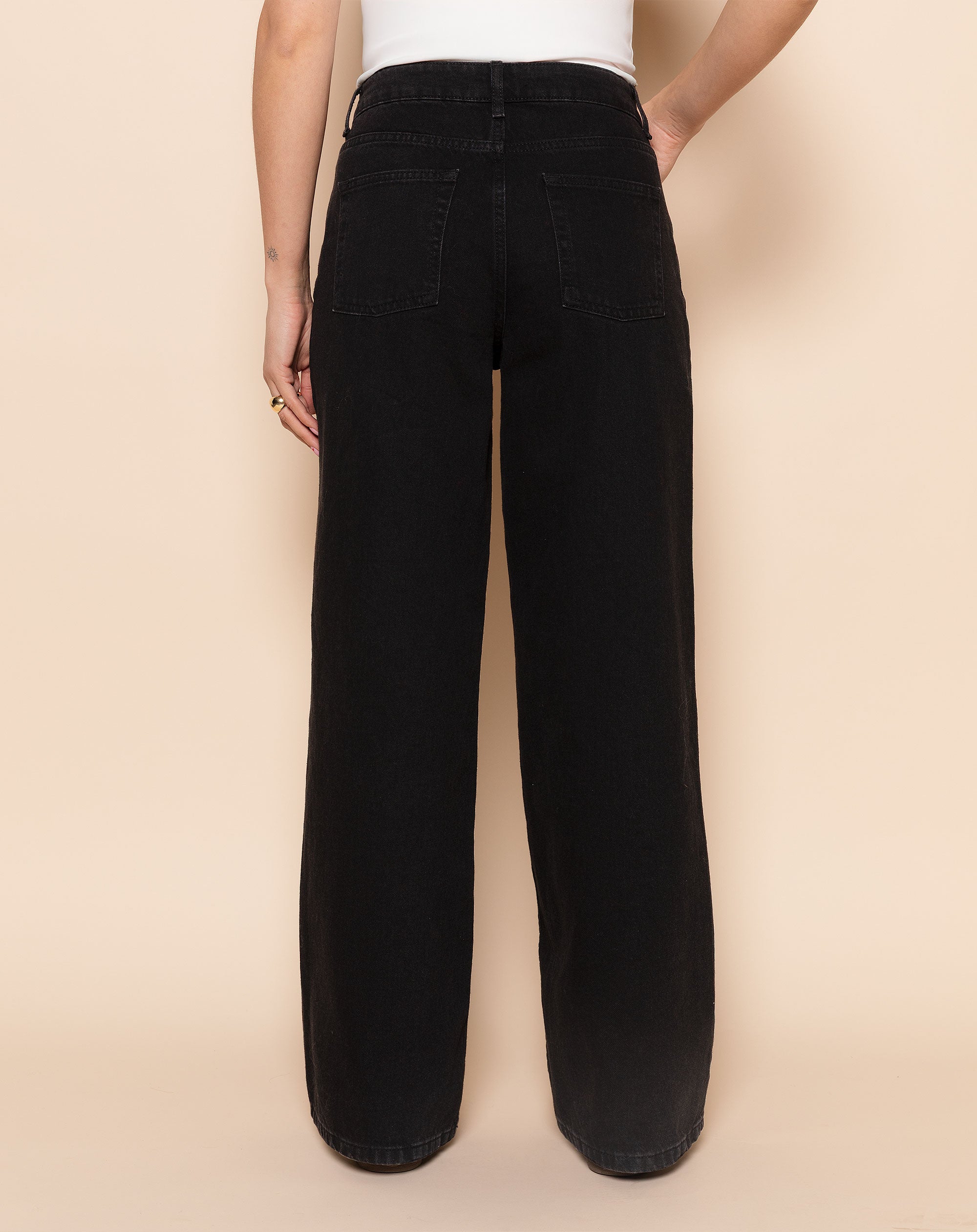WIDE LEG JEANS ZWART