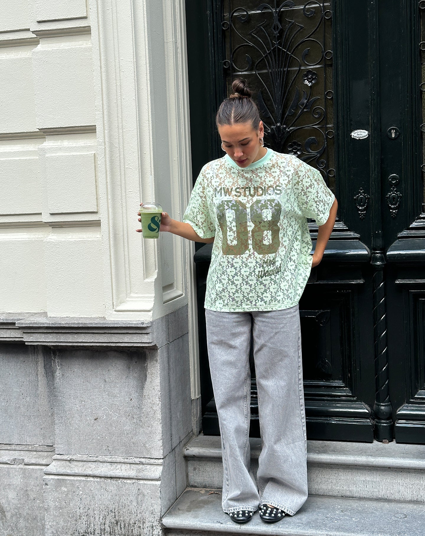 WIDE LEG JEANS LICHTGRIJS