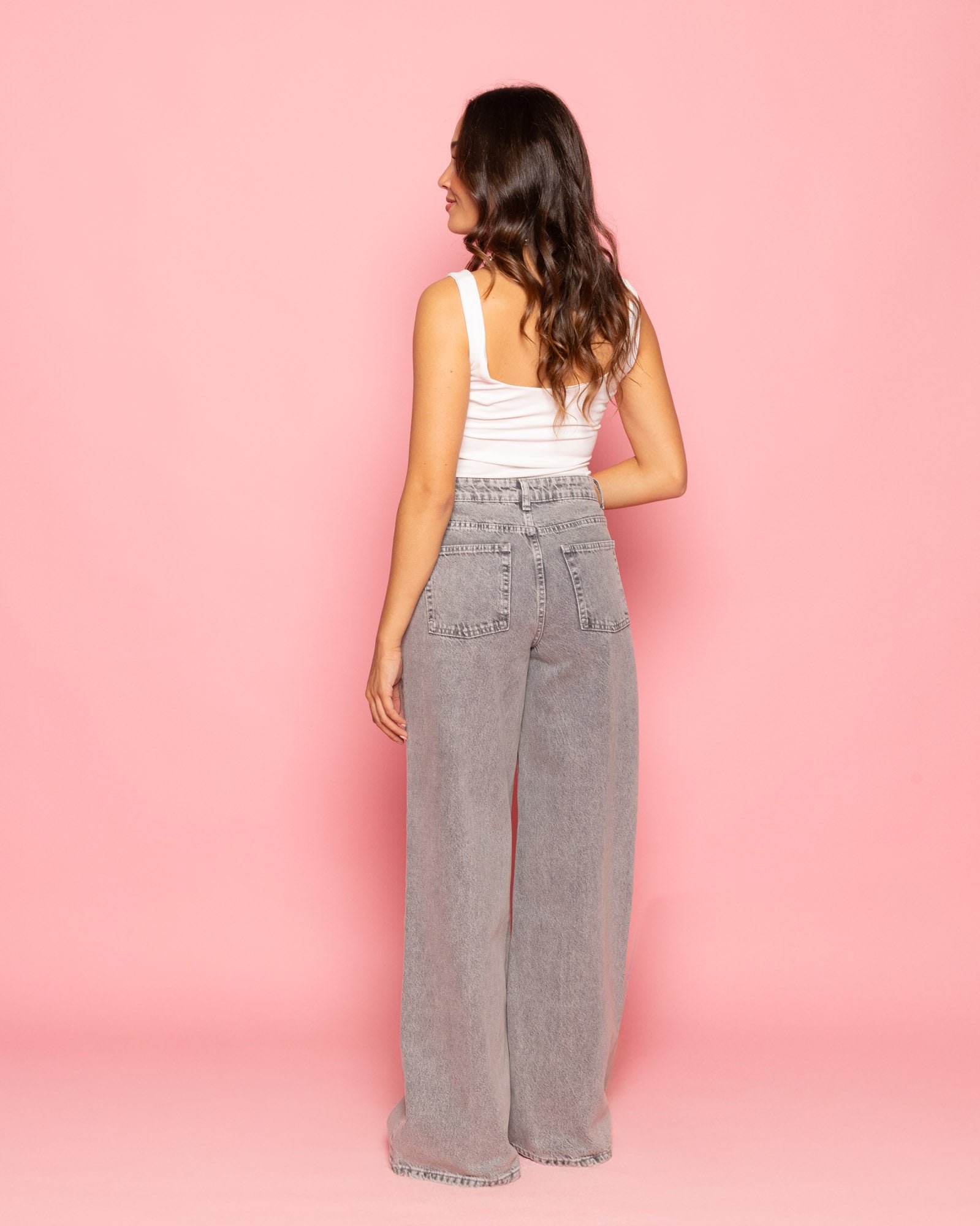 WIDE LEG JEANS LICHTGRIJS