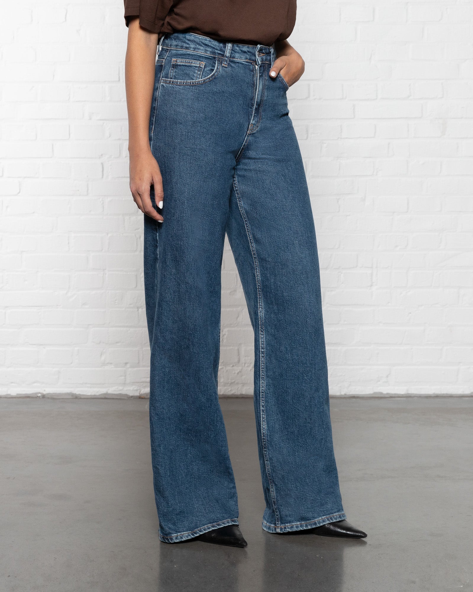 WIDE LEG JEANS OCEAAN BLAUW
