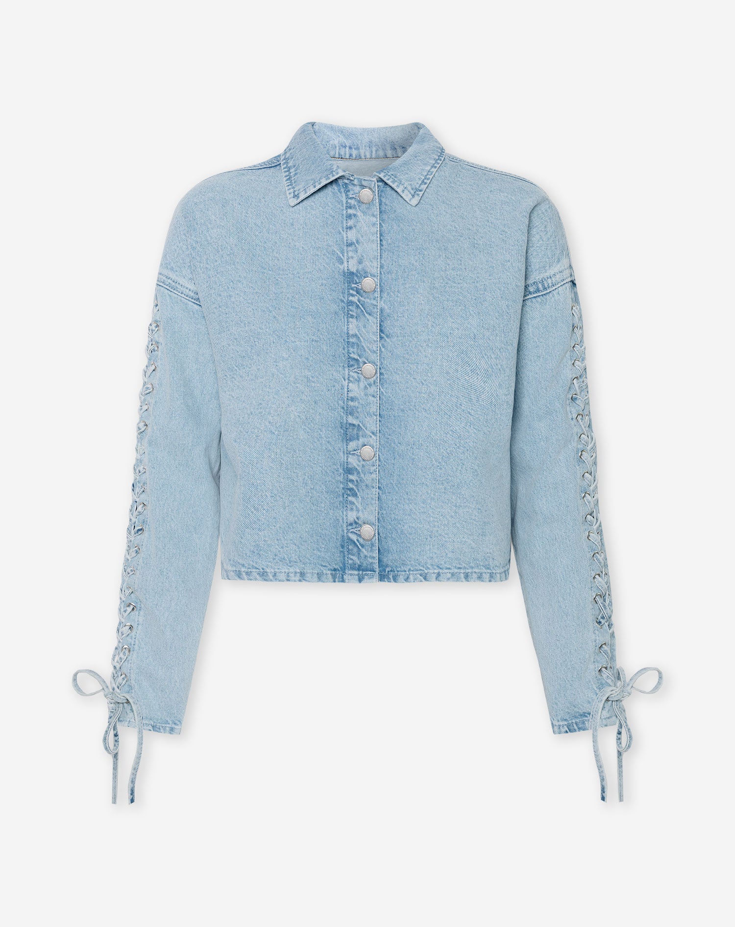 LACE UP JACKET LICHTBLAUW