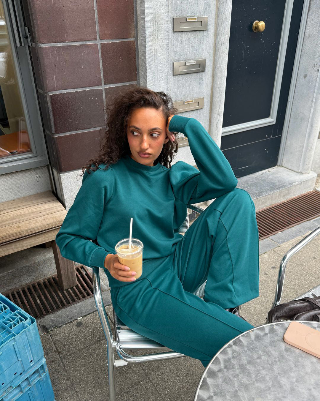 SCUBA PUFF SLEEVE SWEATER TEAL