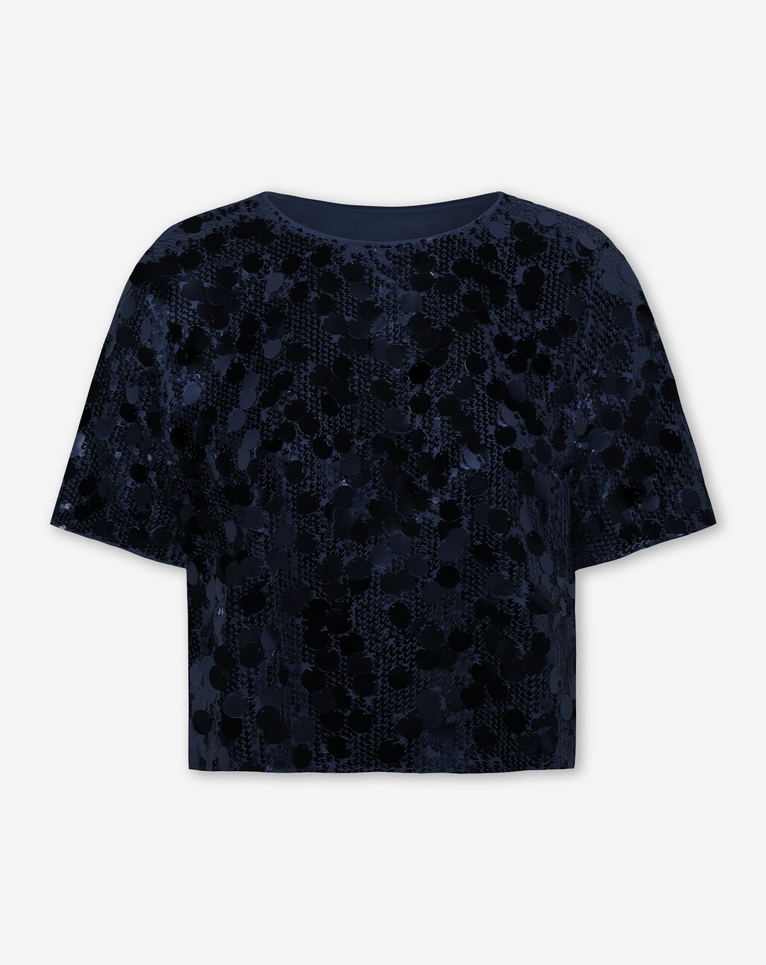 FAY BIG SEQUINS TEE TOP NAVY BLUE