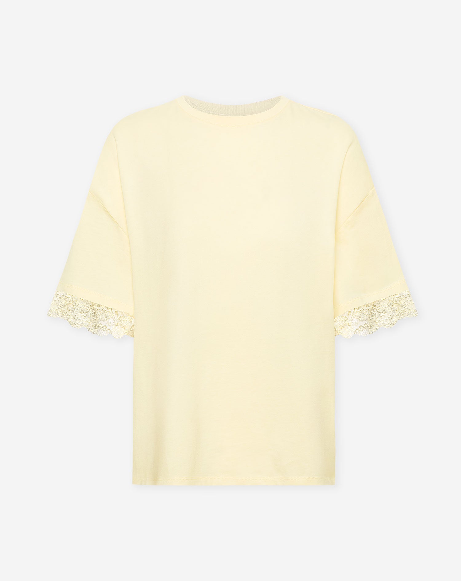 LACE SLEEVE OVERSIZED TEE BUTTER YELLOW