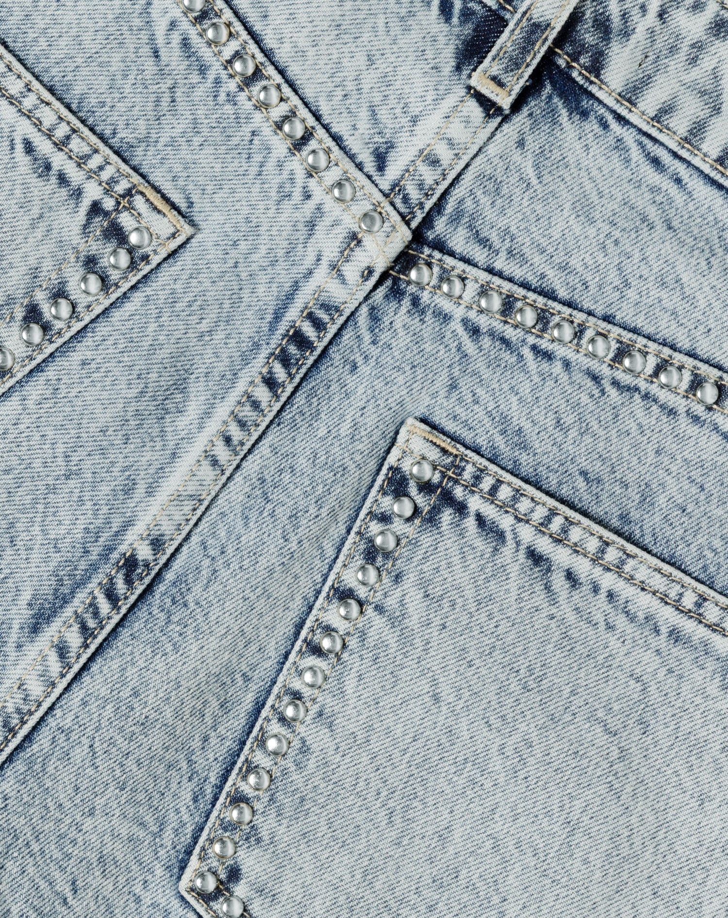 STUD WIDE LEG JEANS LICHTBLAUW