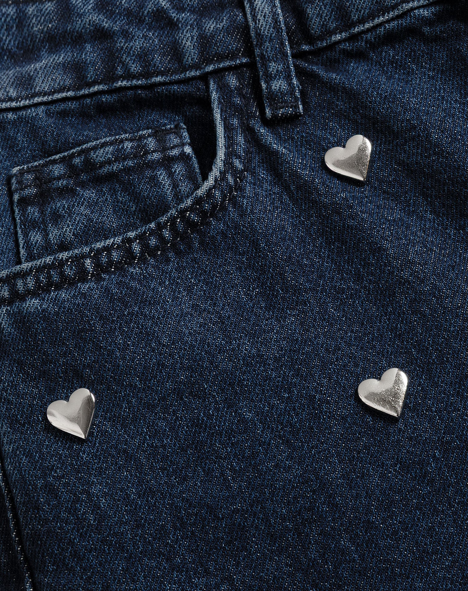 HEART STUD STRAIGHT LEG JEANS DARK BLUE