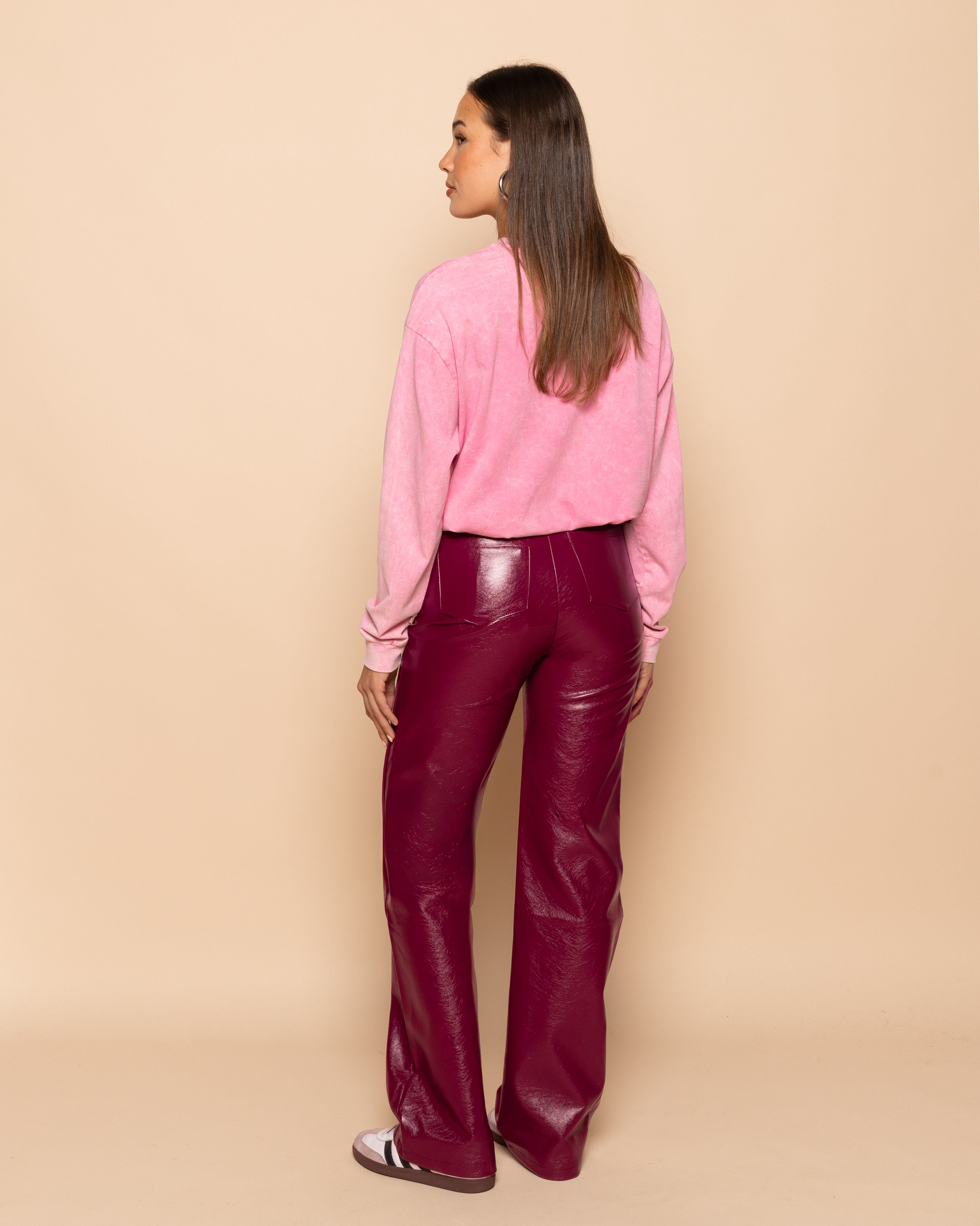 LIQUID LEATHER STRAIGHT LEG PANTS TALL BURGUNDY