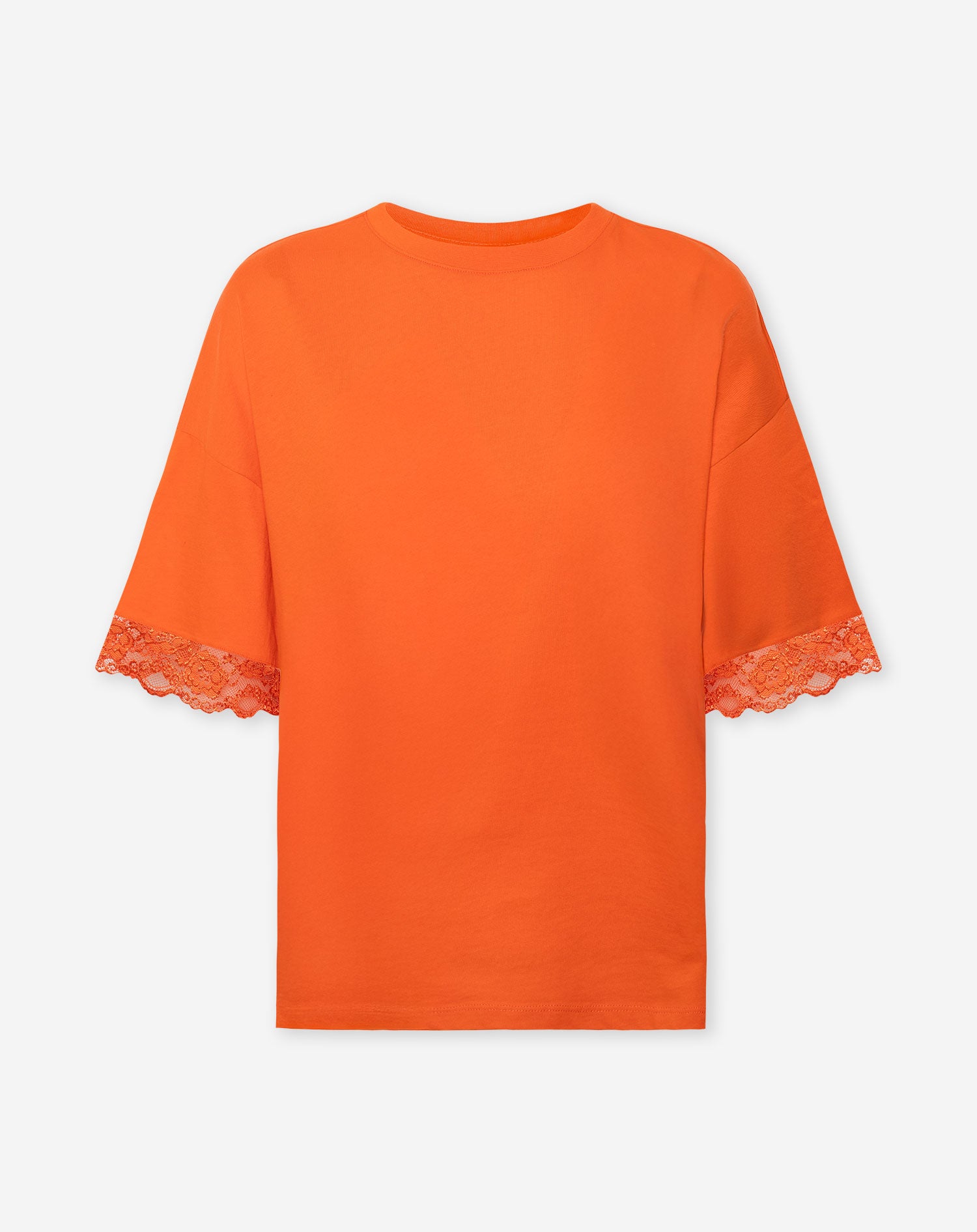 LACE SLEEVE OVERSIZED TEE ORANGE