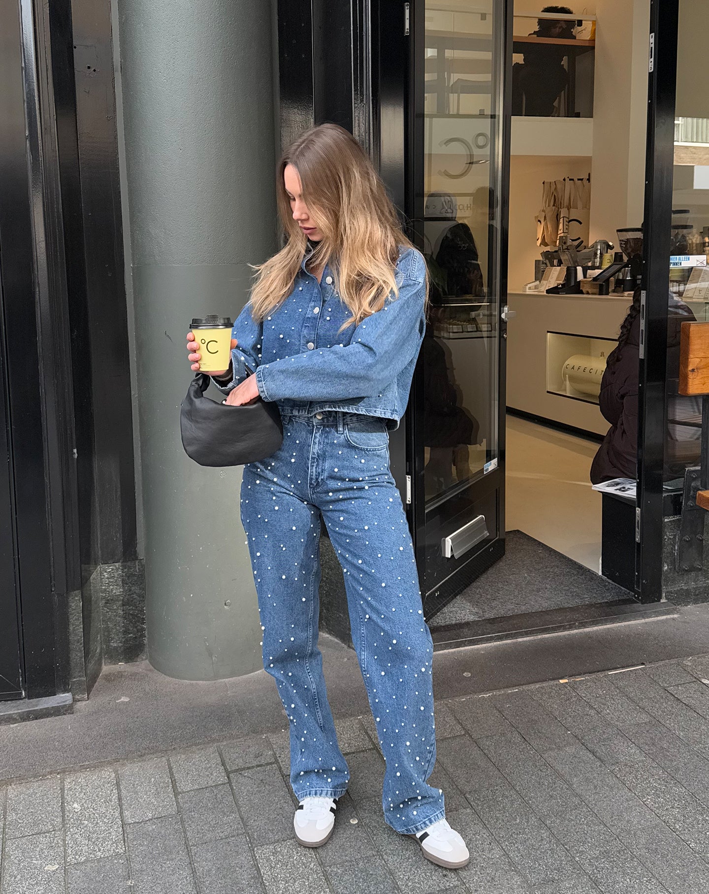 PEARL MIX STRAIGHT LEG JEANS BLAUW