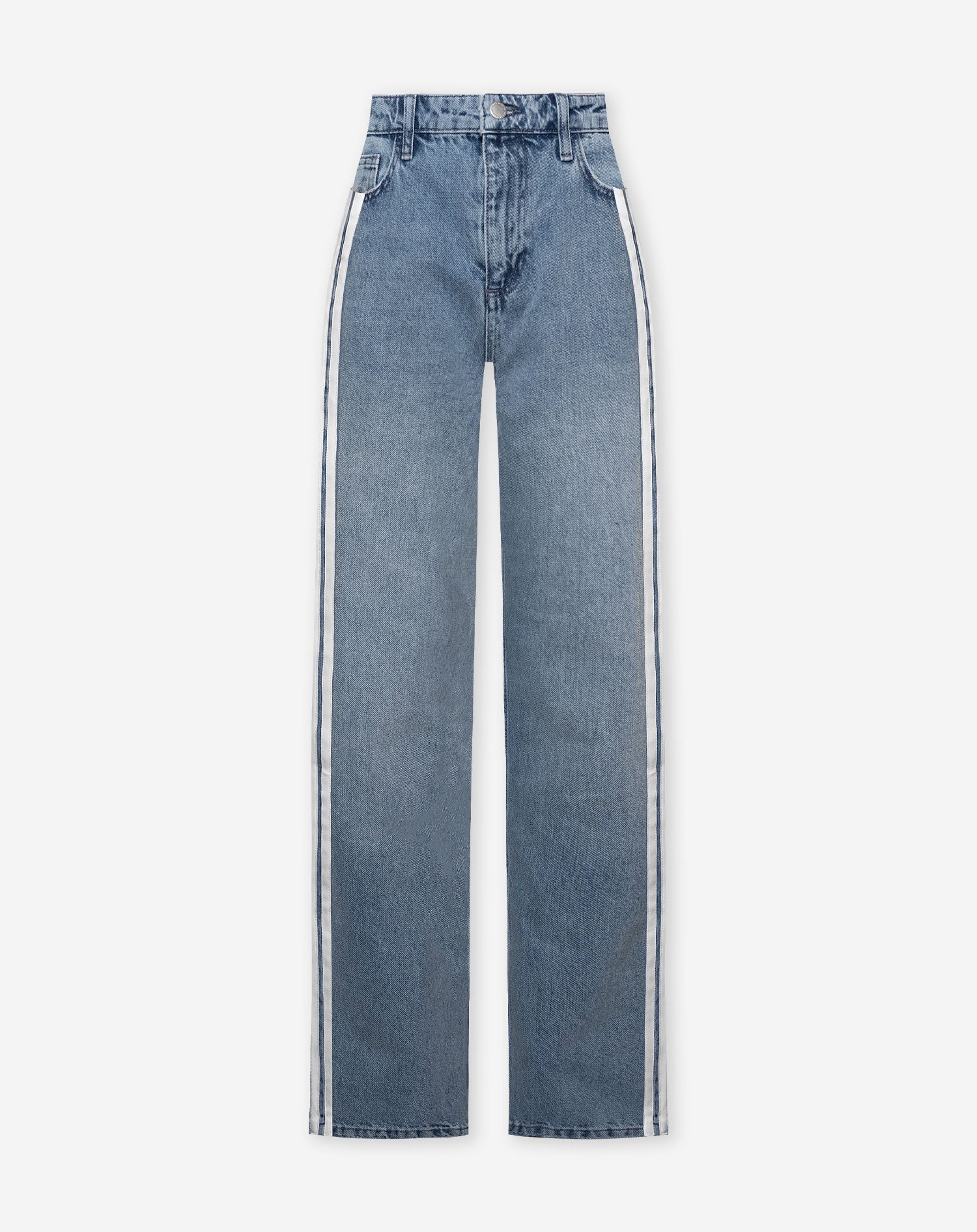 TAPE DENIM STRAIGHT LEG JEANS BLAUW