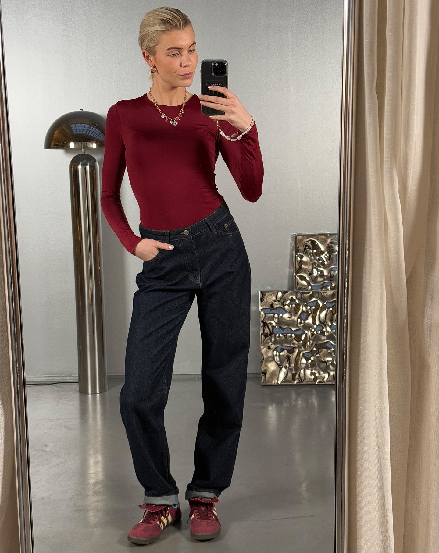 DENIM STRAIGHT LEG JEANS DARK BLUE