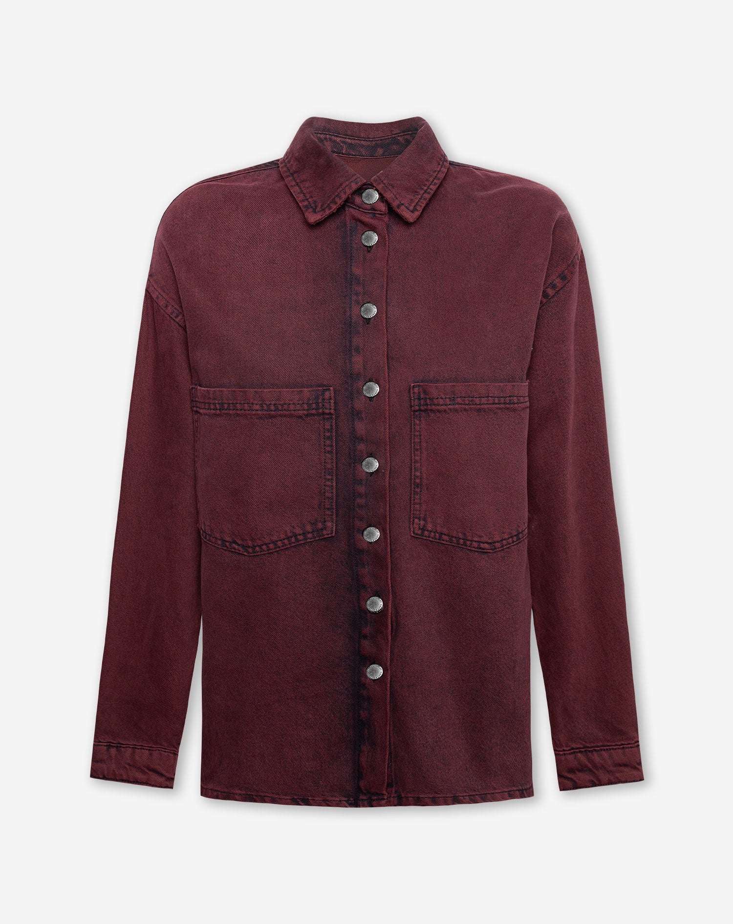 OLIVA DENIM SHACKET BURGUNDY