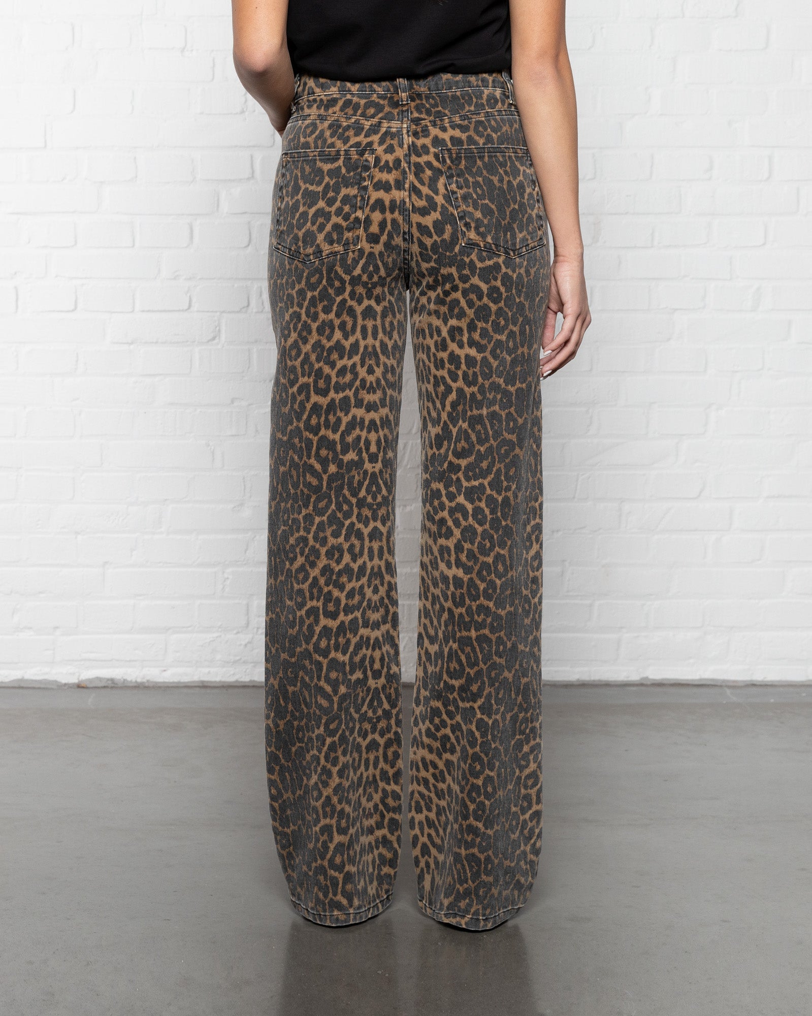 LEOPARD BOOTCUT JEANS ZWART