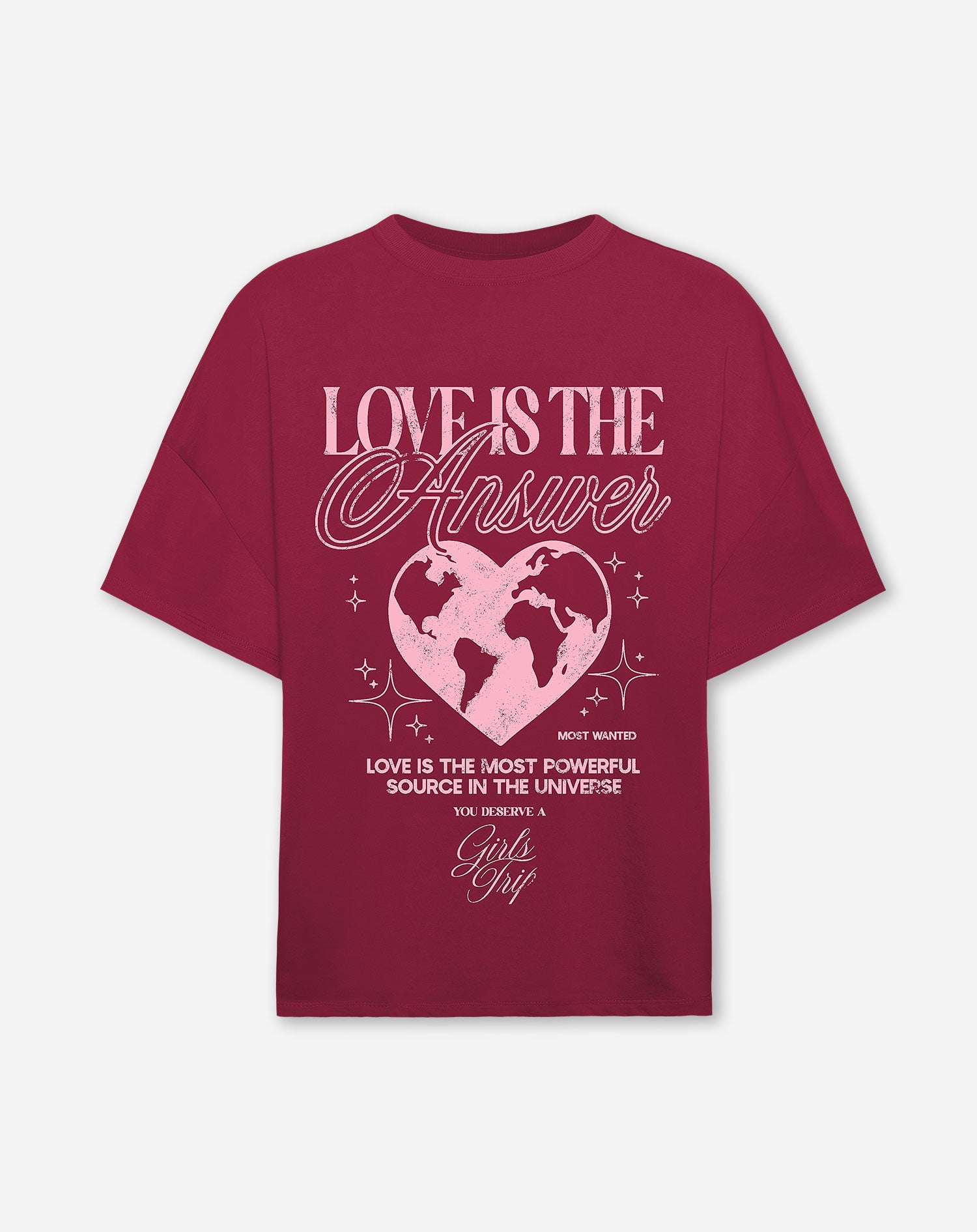 LOVE HEART OVERSIZED TEE CRANBERRY
