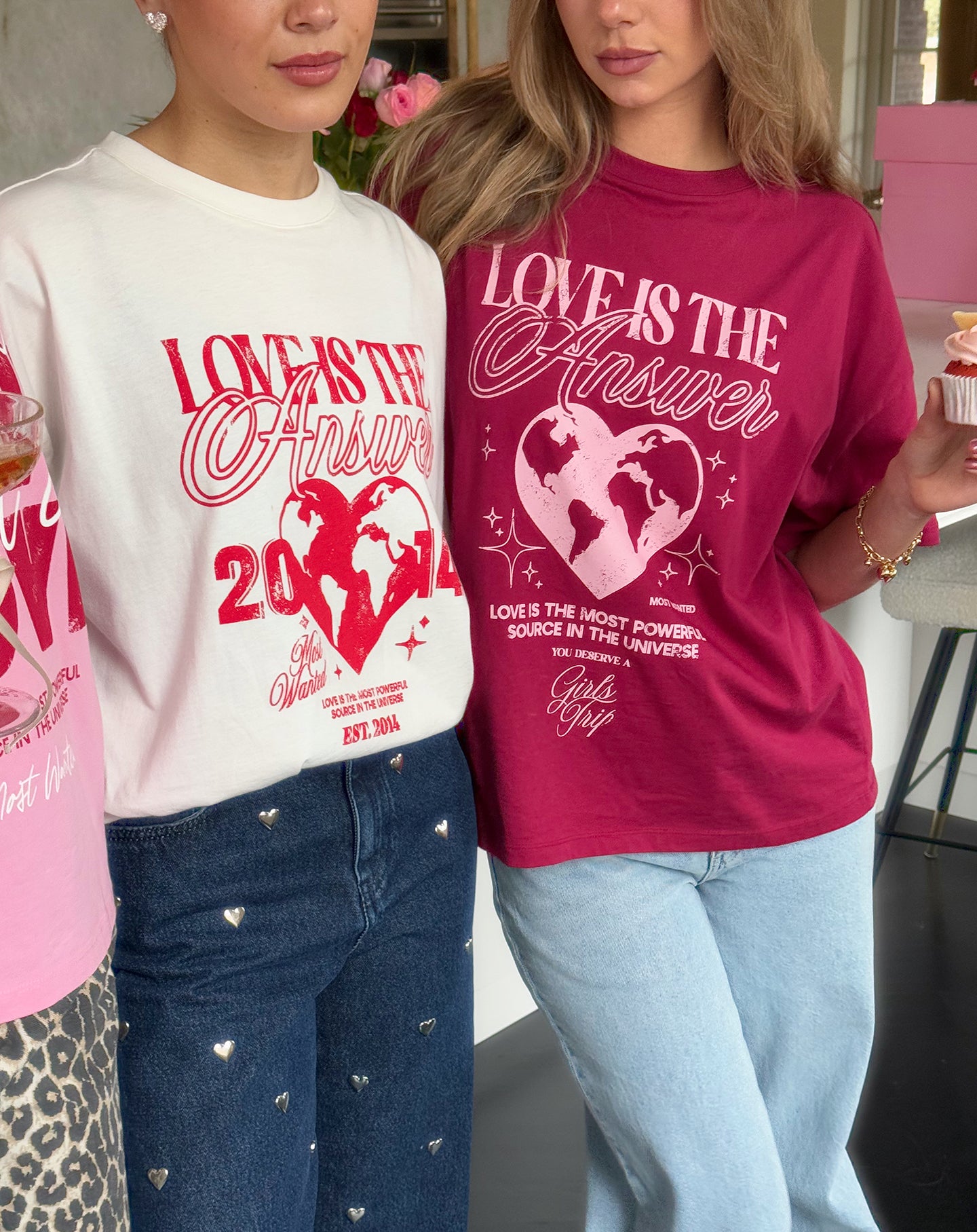 LOVE HEART OVERSIZED TEE CRANBERRY