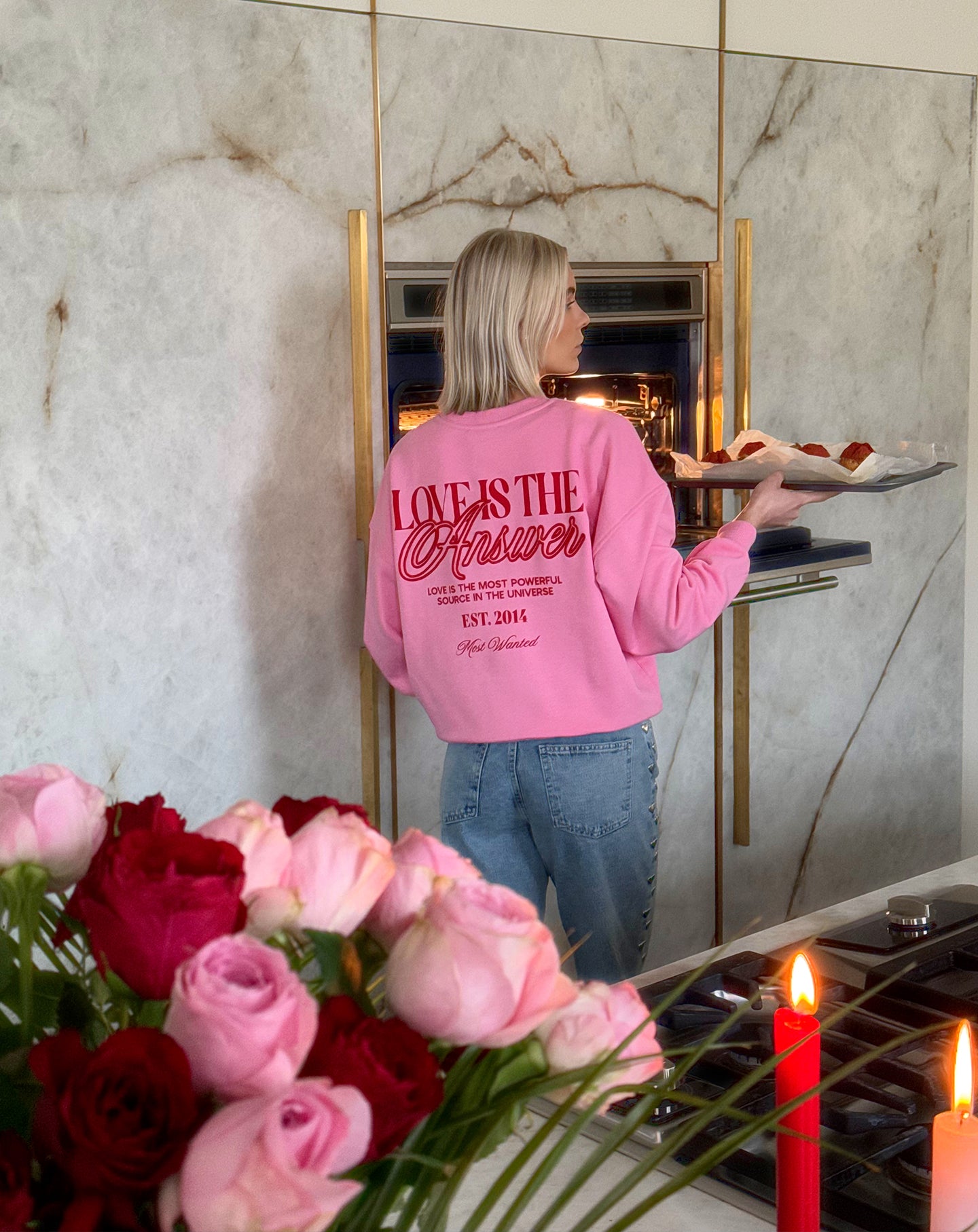 LOVE IS THE ANSWER SWEATER ROZE