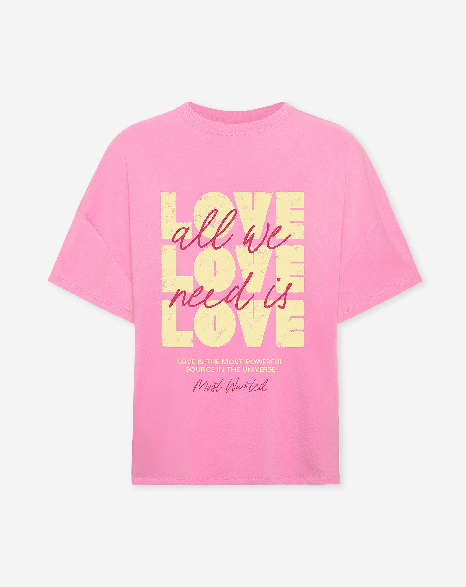 ALL WE NEED IS LOVE OVERSIZED TEE PINK YELLOW