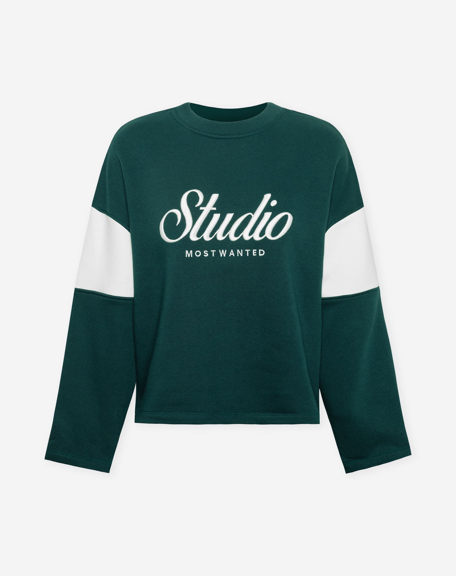 STUDIO COLOR BLOCK SWEATER DONKERGROEN