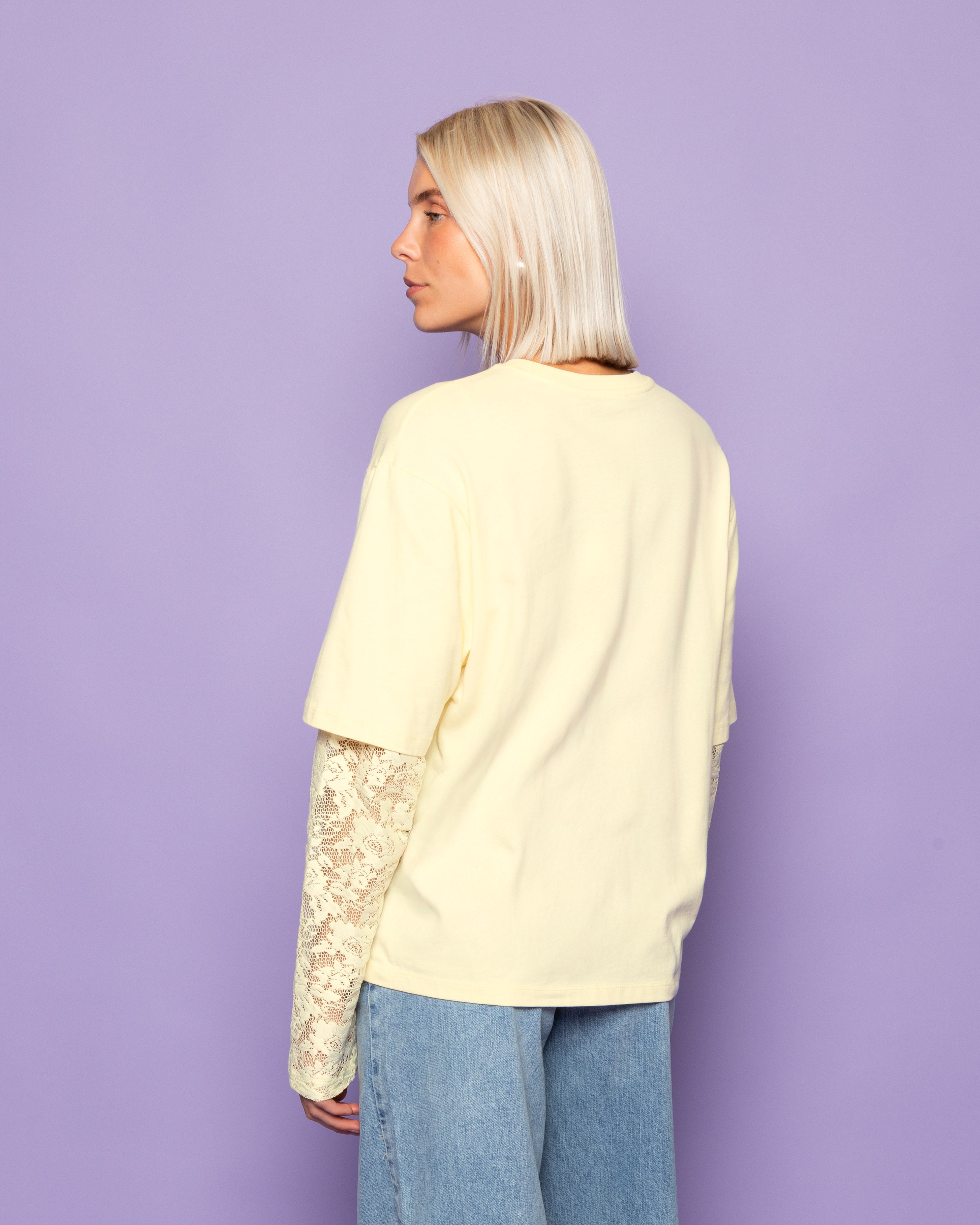 LACE LONG SLEEVE OVERSIZED TEE BOTERGEEL