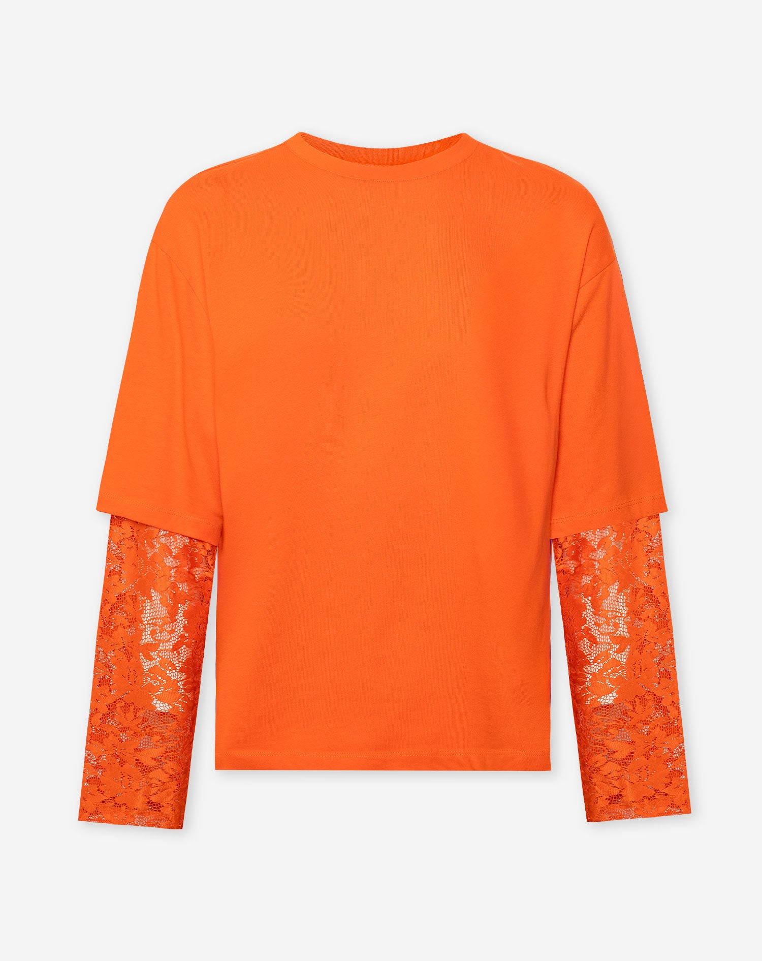 LACE LONG SLEEVE OVERSIZED TEE ORANGE