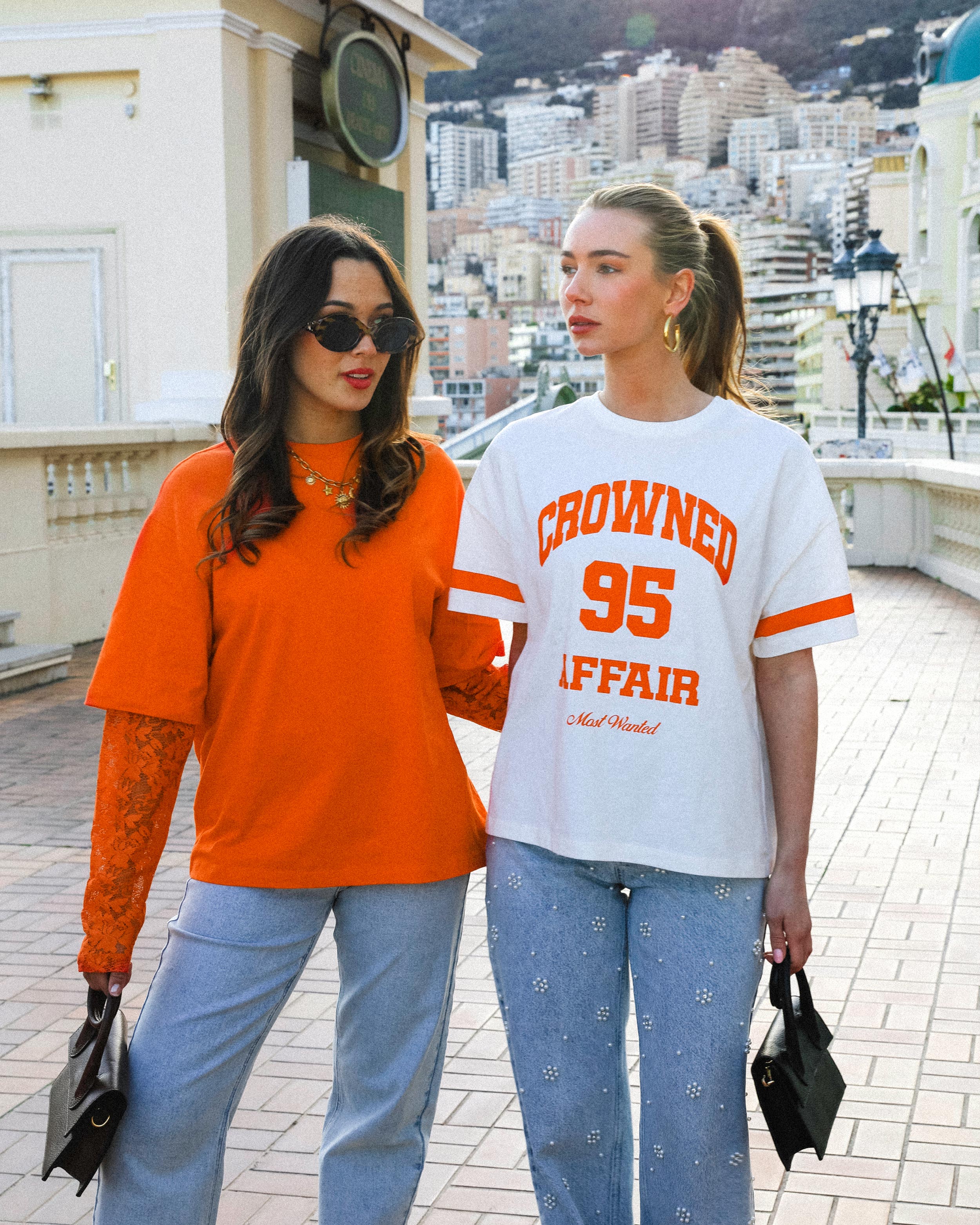 LACE LONG SLEEVE OVERSIZED TEE ORANJE