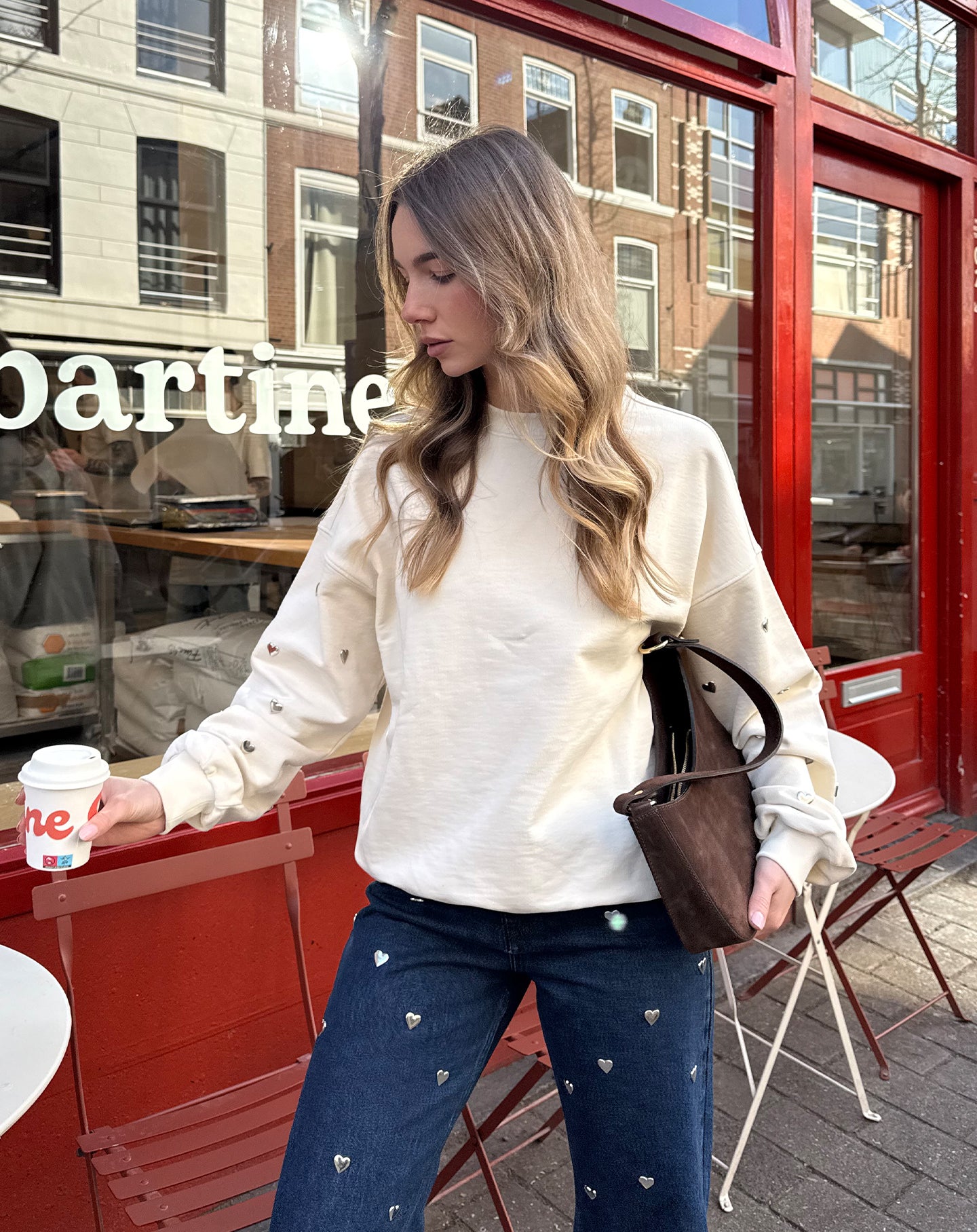 HEART STUD SWEATER CRÈME