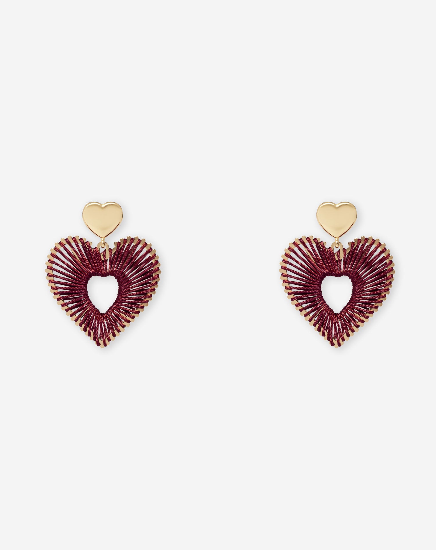 COLORED HEART EARRINGS BURGUNDY
