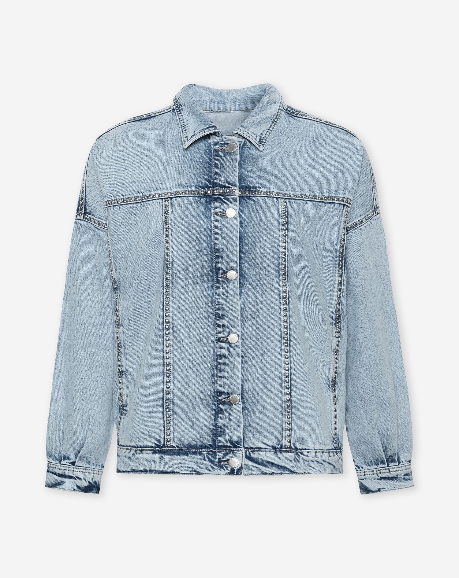 STUD DENIM JACKET LICHTBLAUW