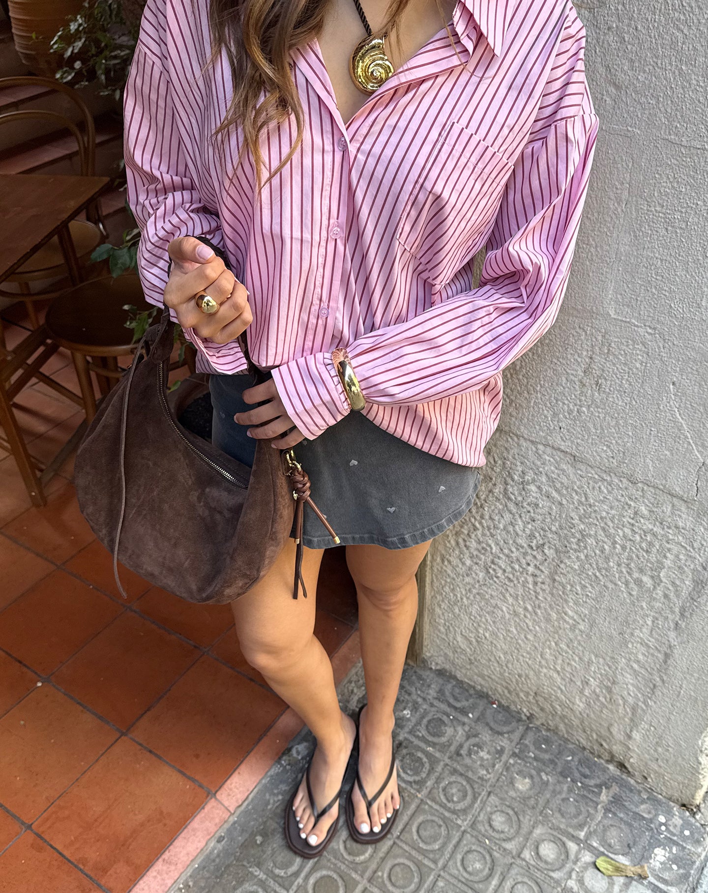 HEART DENIM SKORT LICHTGRIJS