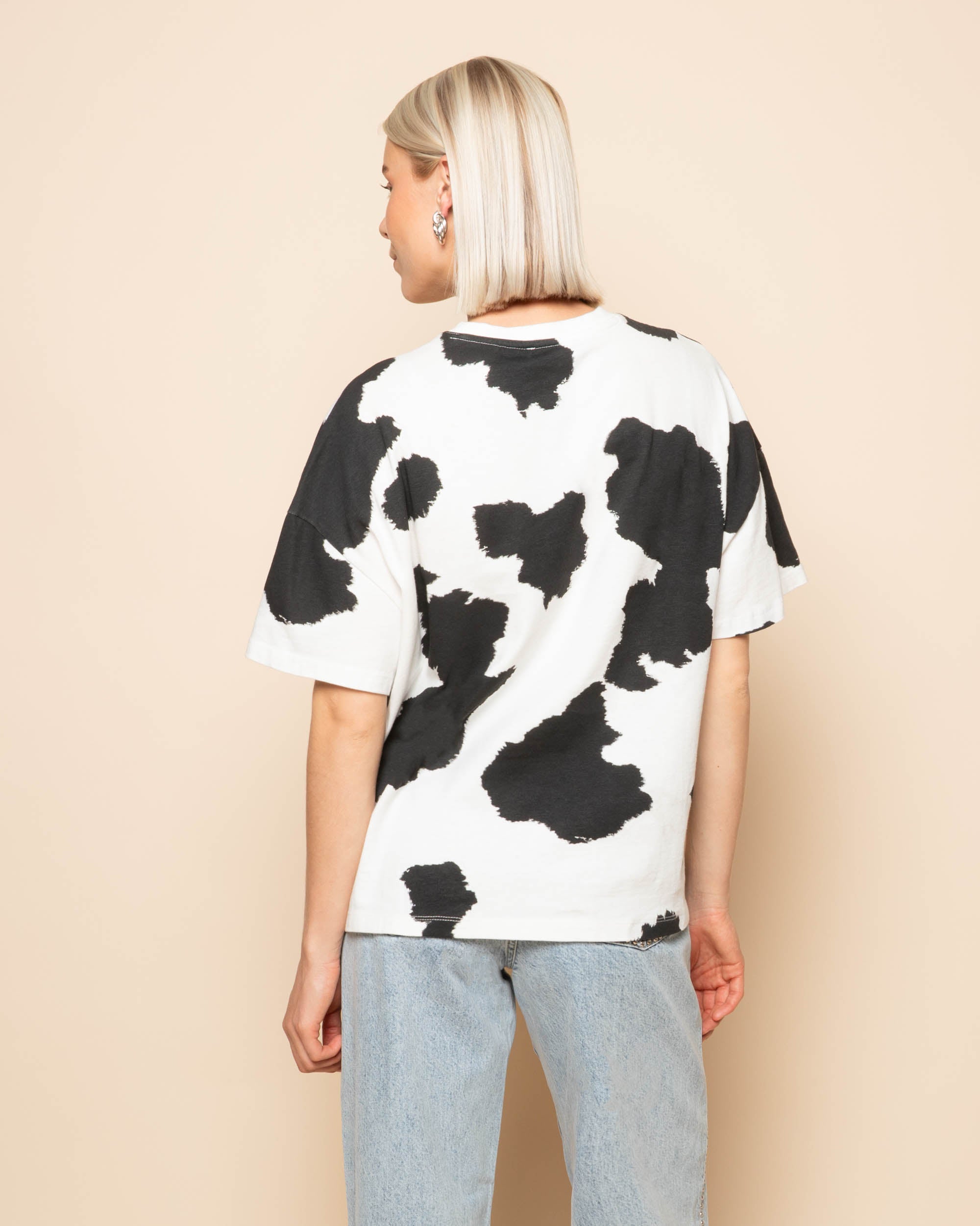 COW PRINTED OVERSIZED TEE CREAM