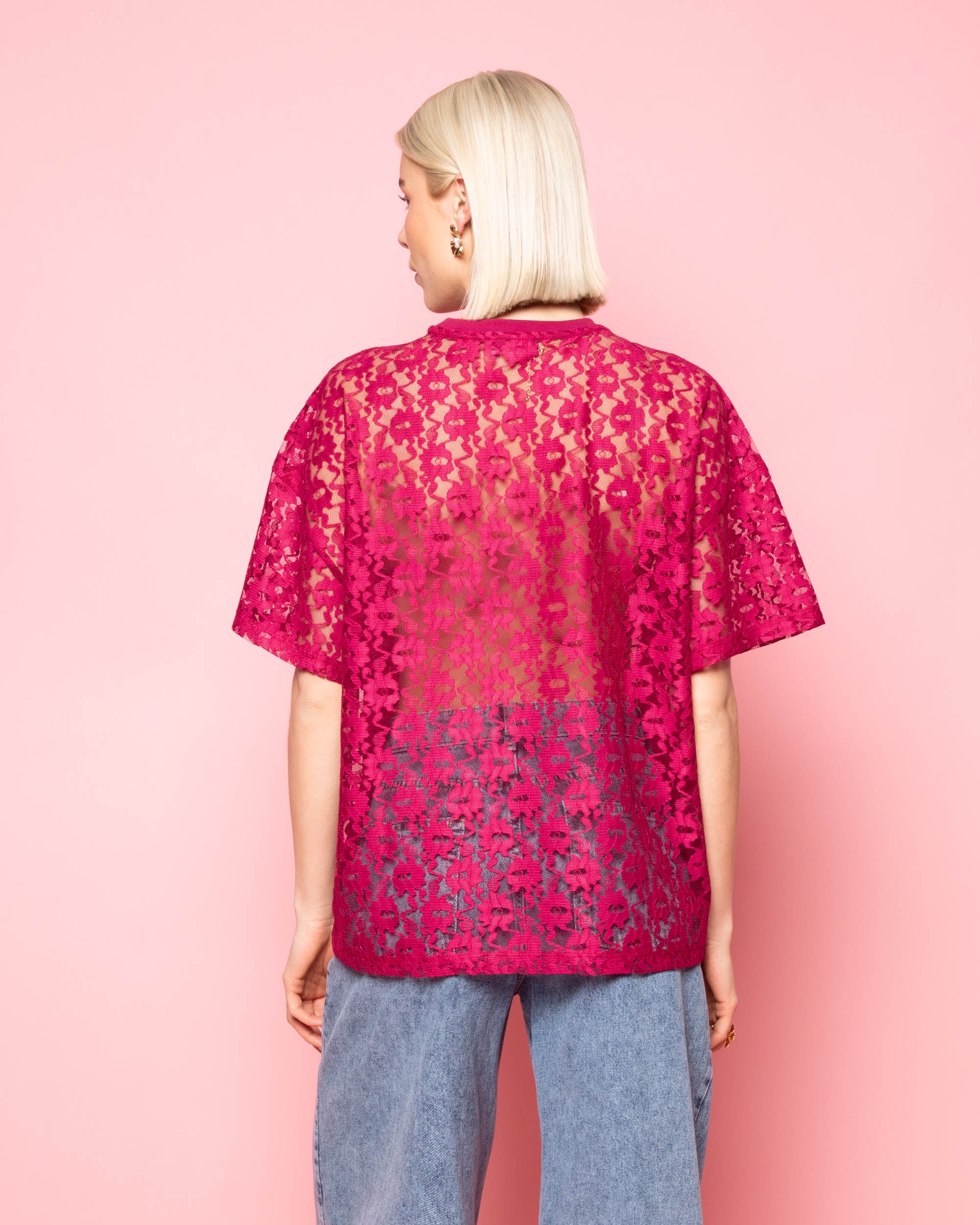 LACE STUDIO OVERSIZED TEE CHERRY
