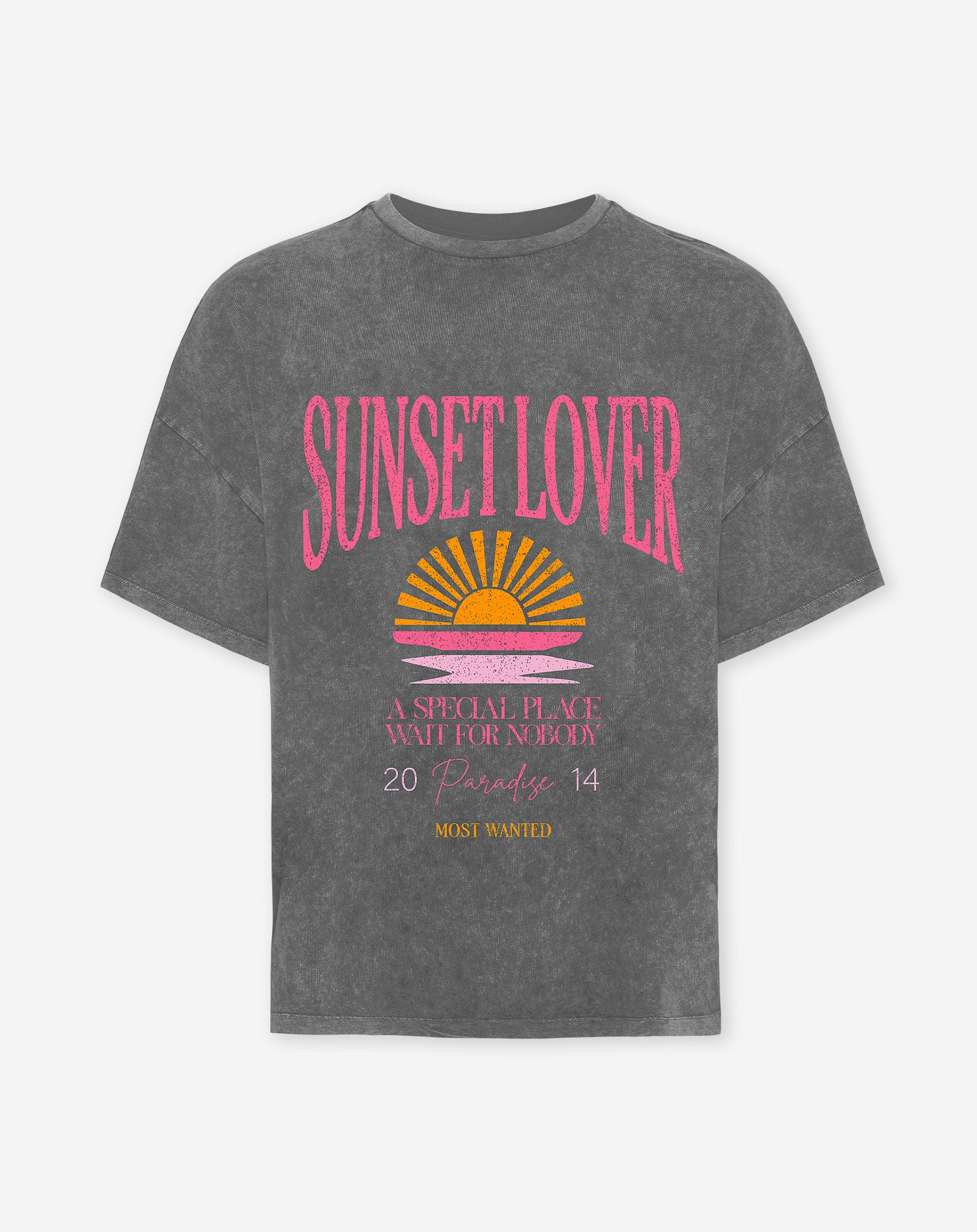 SUNSET LOVER OVERSIZED TEE ACID GREY