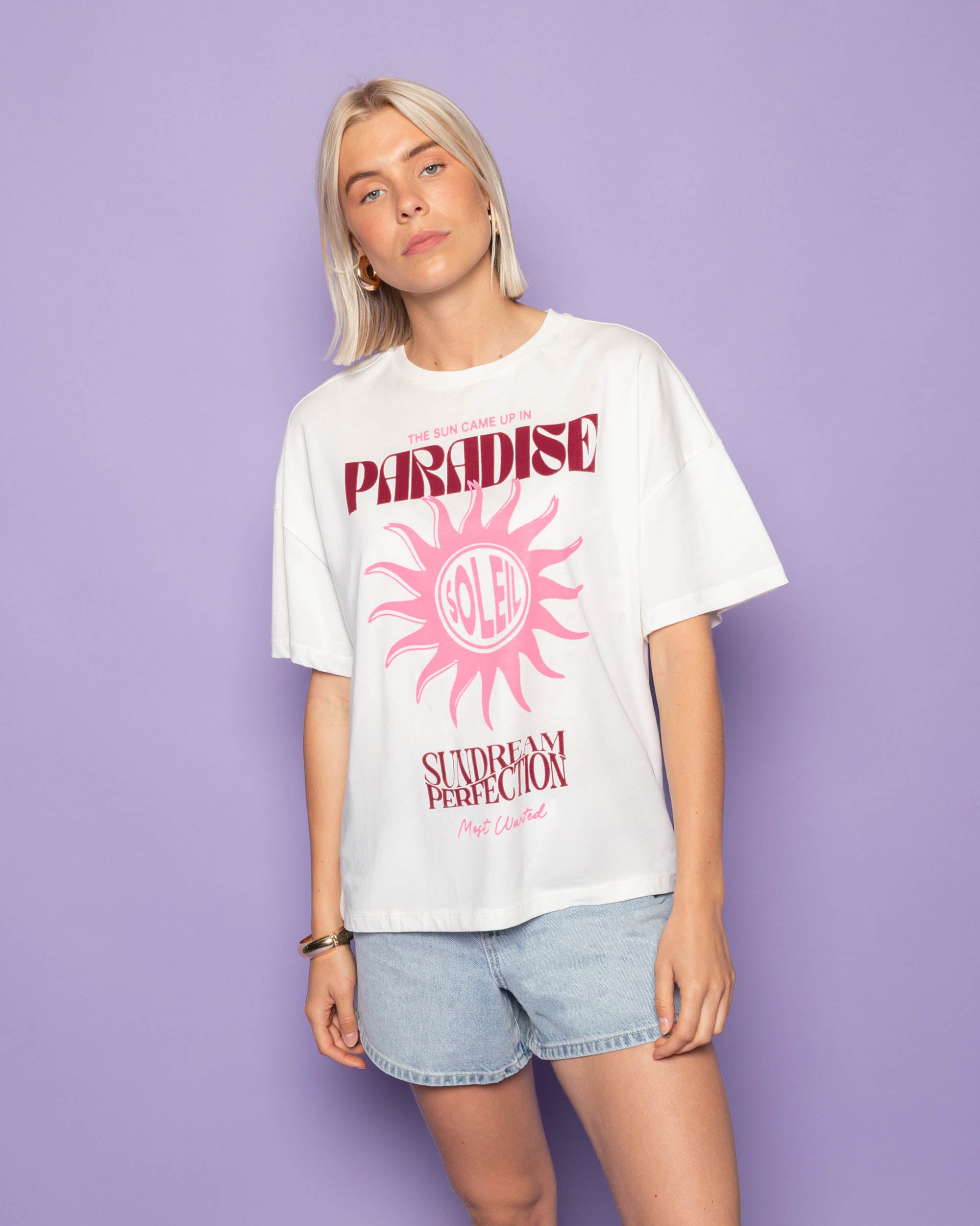 PARADISE SUNDREAM OVERSIZED TEE CREAM