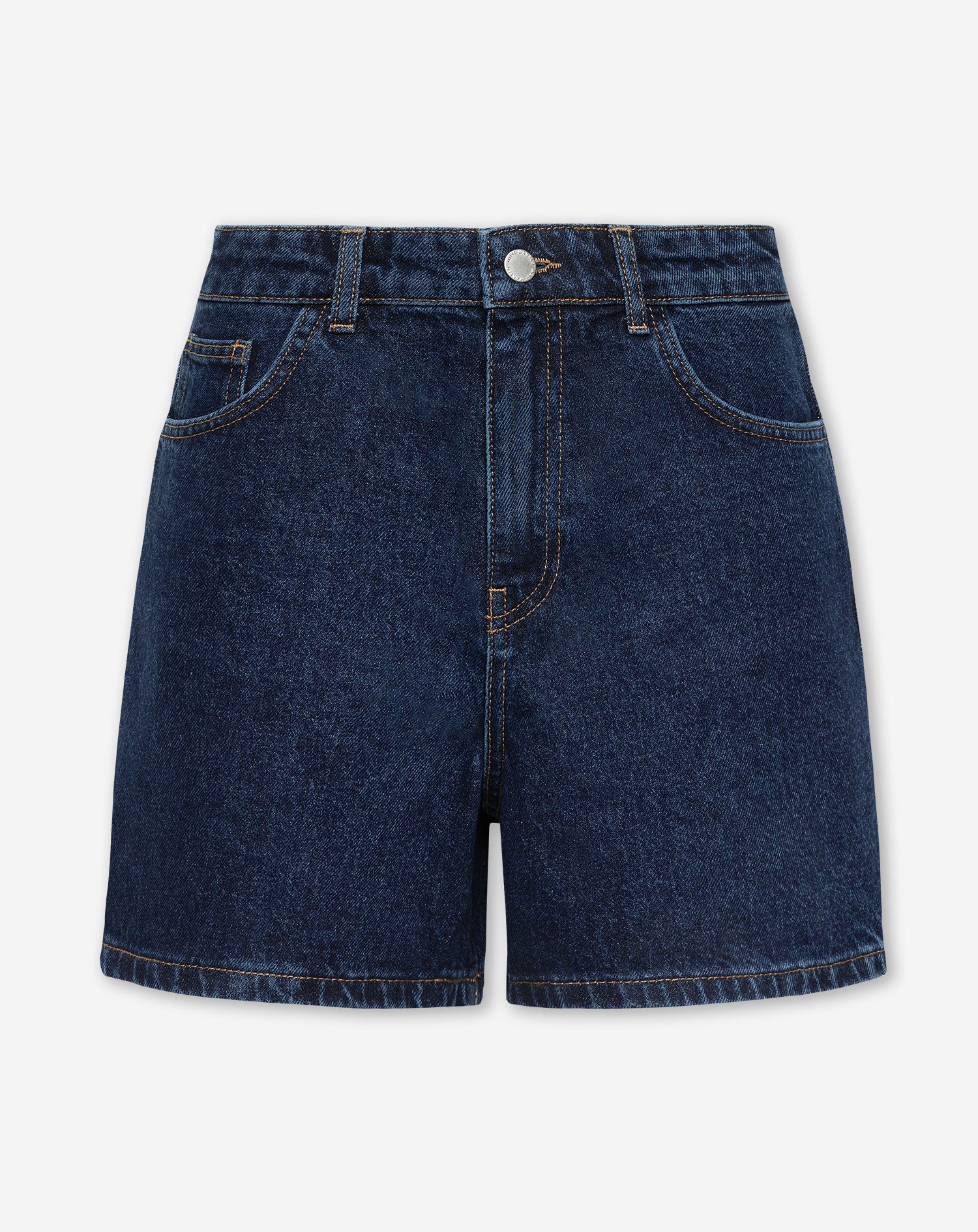 MOM DENIM SHORT DONKERBLAUW