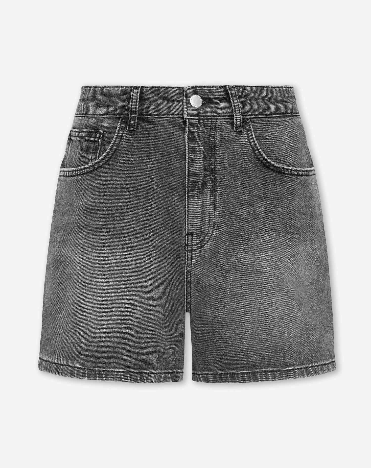 MOM DENIM SHORT MID GRIJS