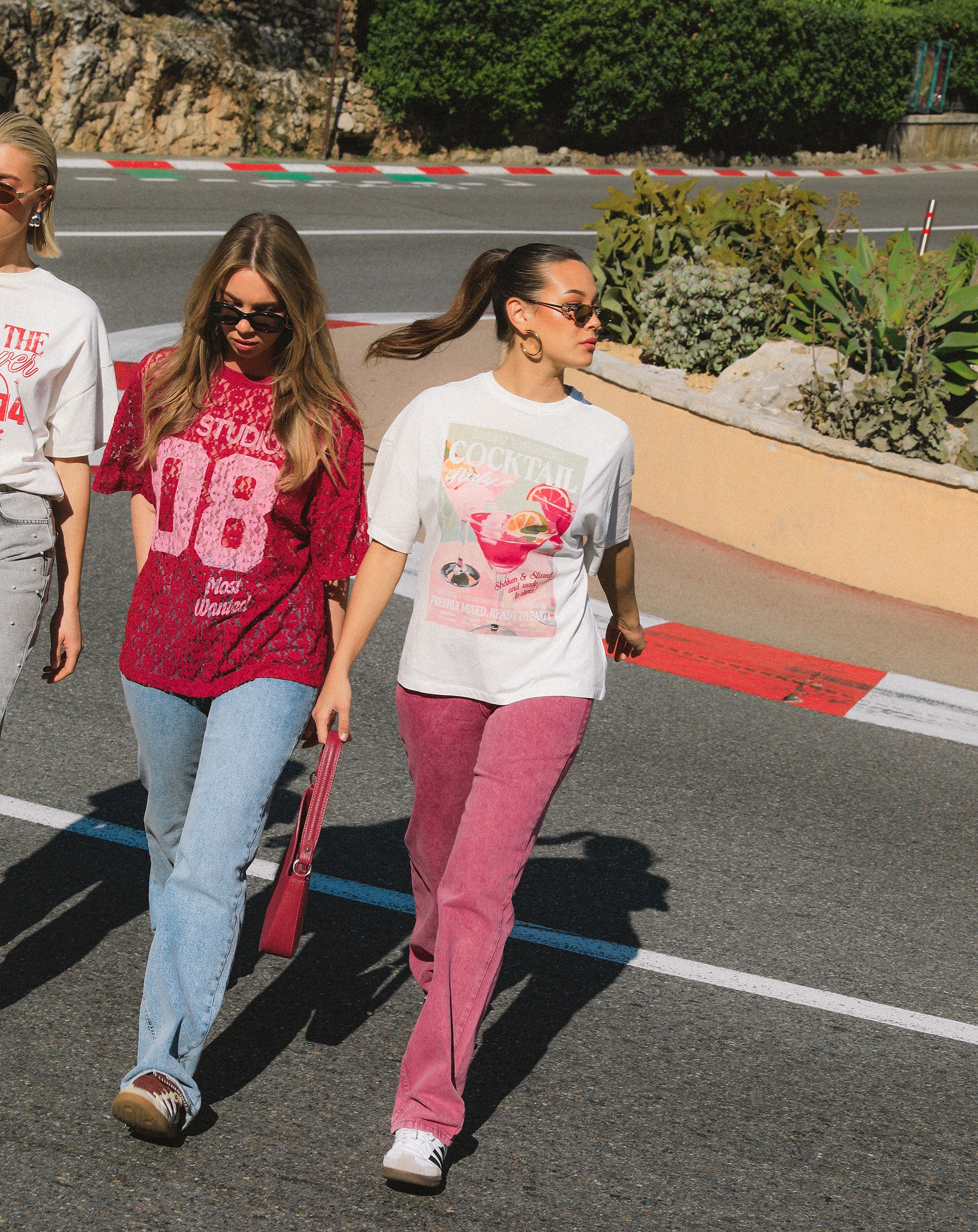 LACE STUDIO OVERSIZED TEE CHERRY