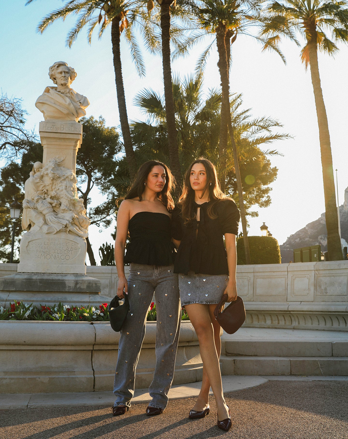HEART STUD DENIM SKIRT GRIJS