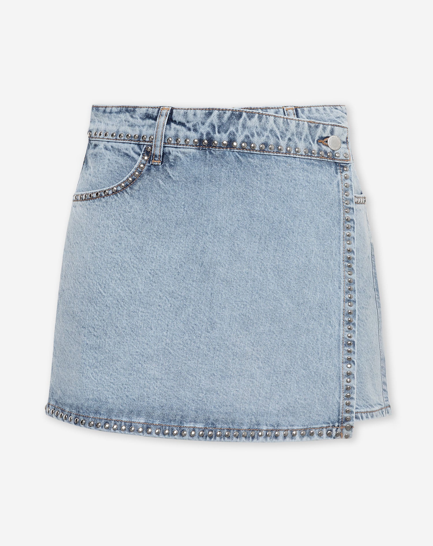 STUD DENIM SKORT LICHTBLAUW
