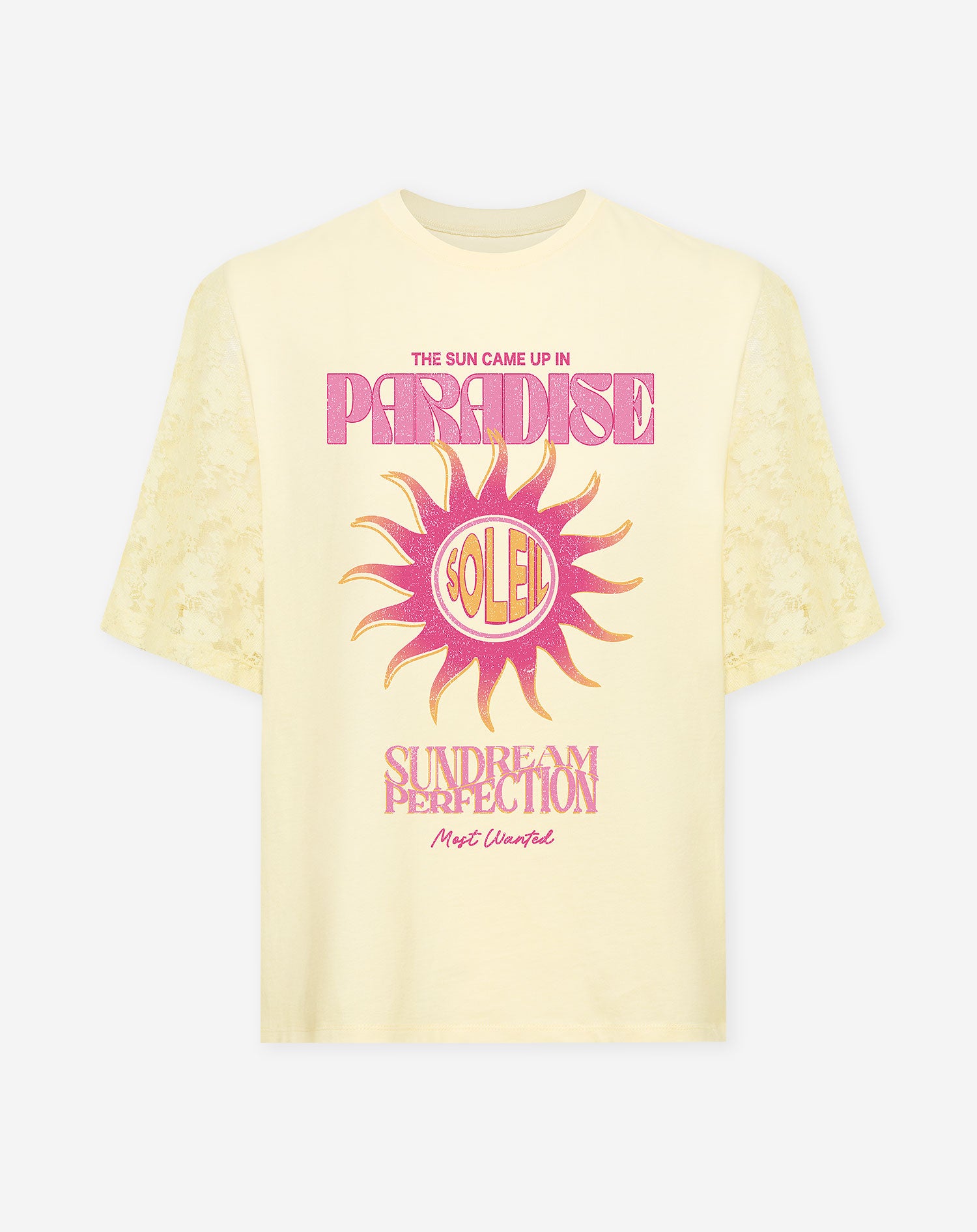 SUNDREAM LACE SLEEVE TEE BUTTER YELLOW