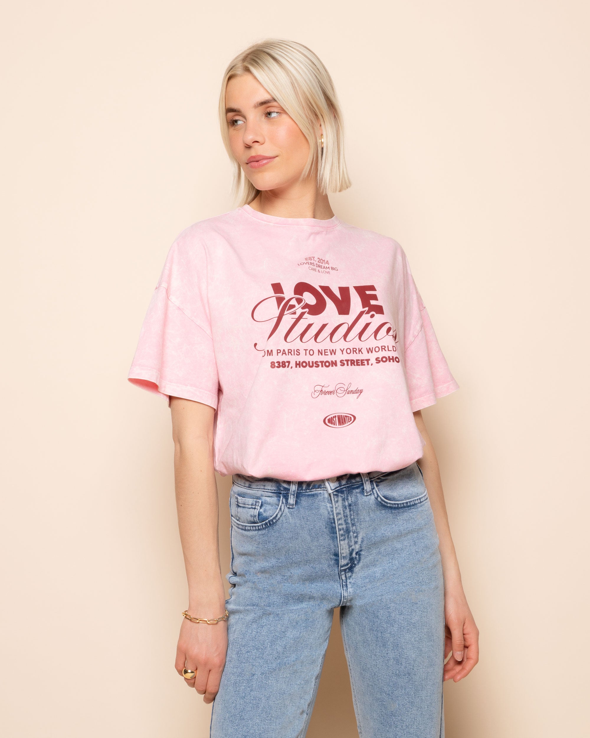 TIE DYE LOVE OVERSIZED TEE PINK