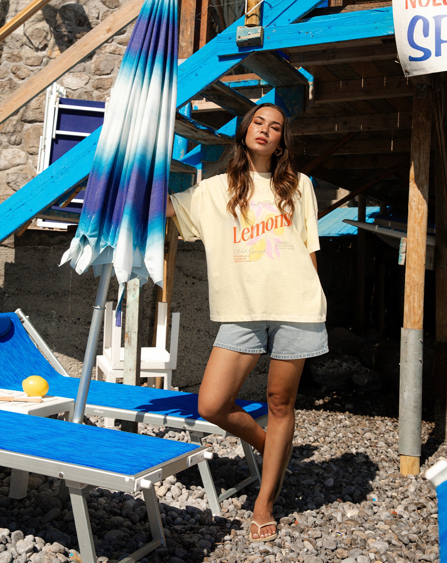 CALIFORNIA LEMONS OVERSIZED TEE BUTTER YELLOW