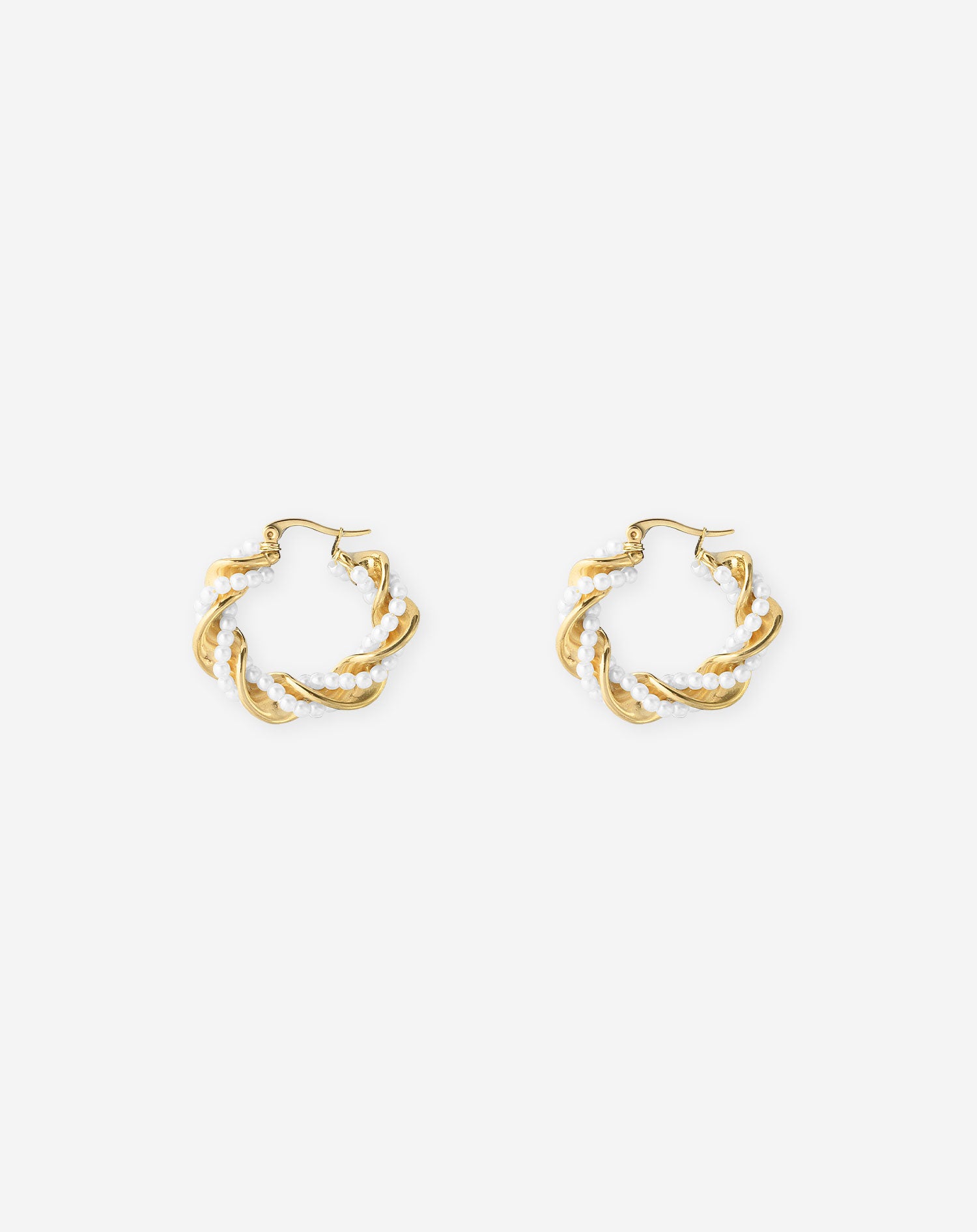 TWISTED PEARL HOOP EARRINGS