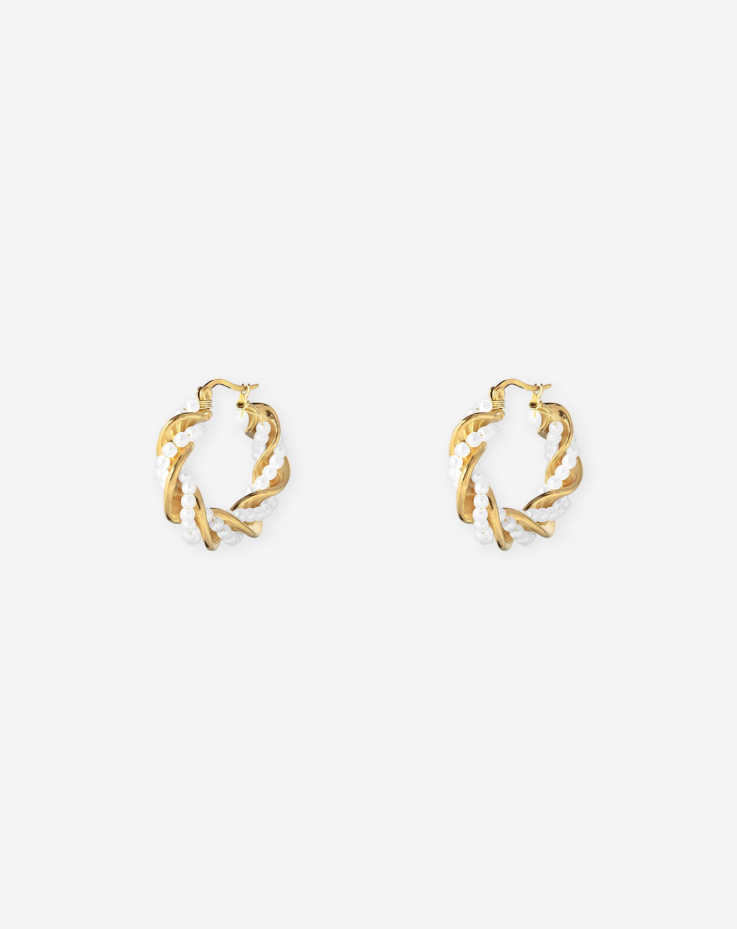 TWISTED PEARL HOOP EARRINGS