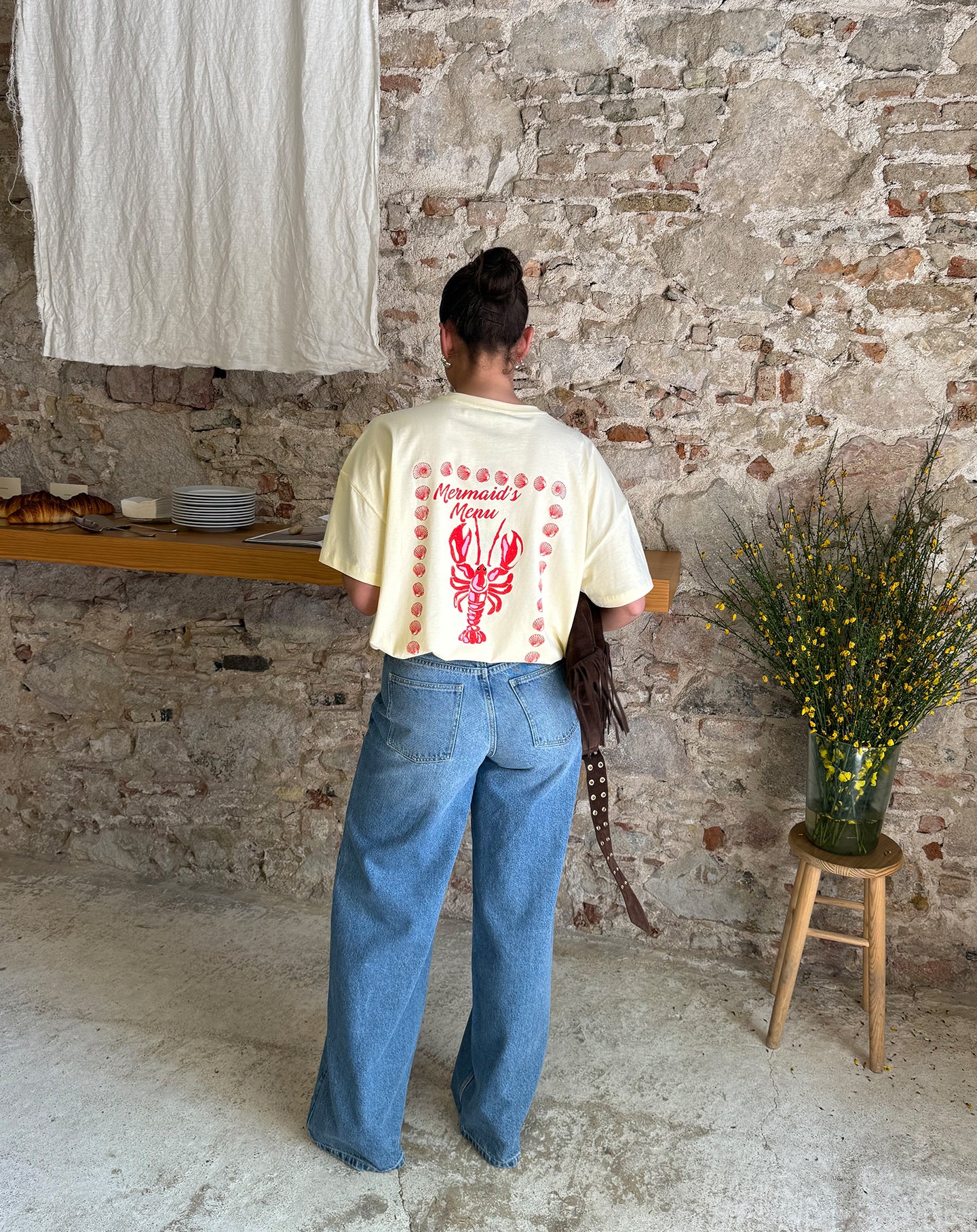 CROSSOVER WIDE LEG JEANS MID BLUE