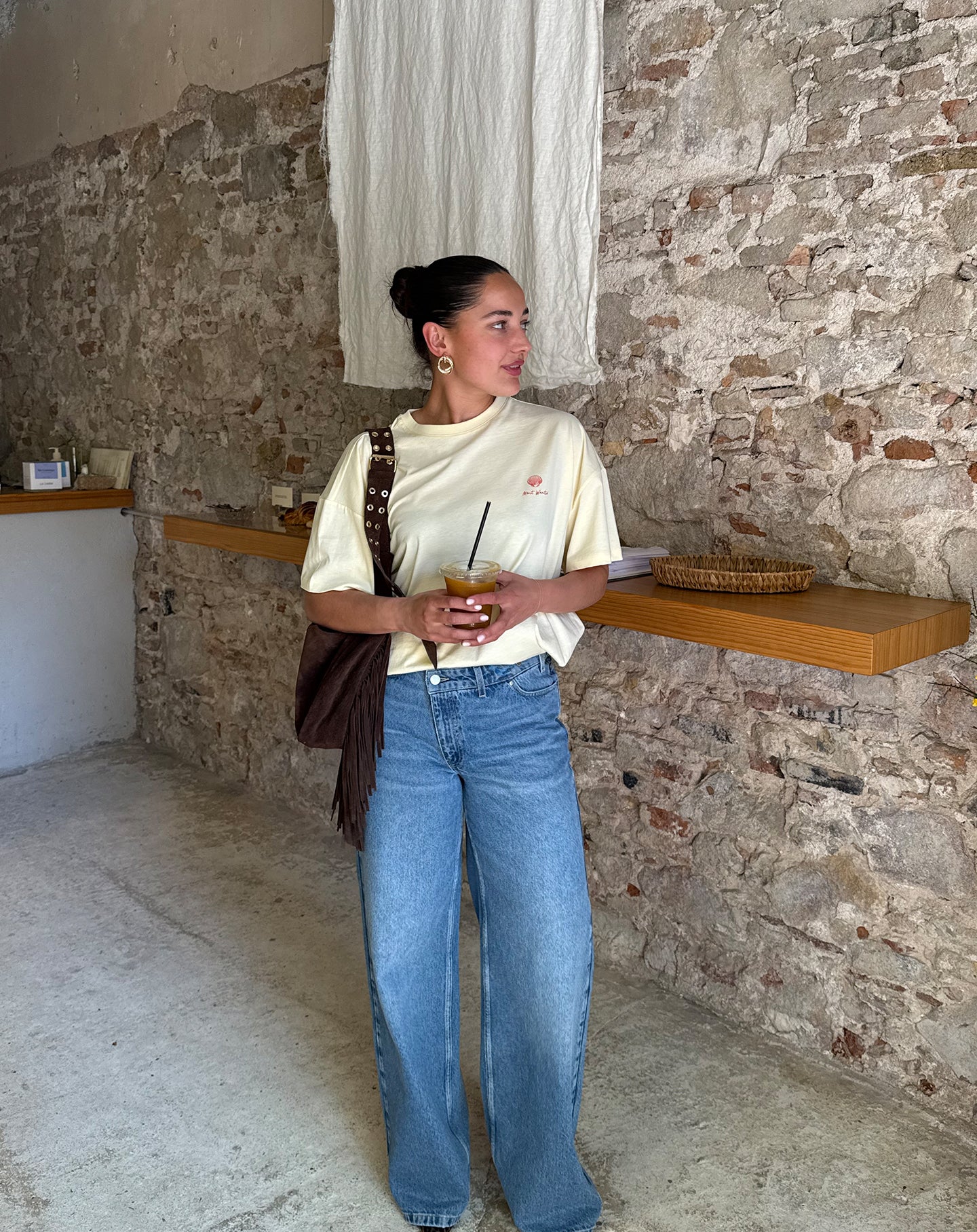 CROSSOVER WIDE LEG JEANS MID BLUE