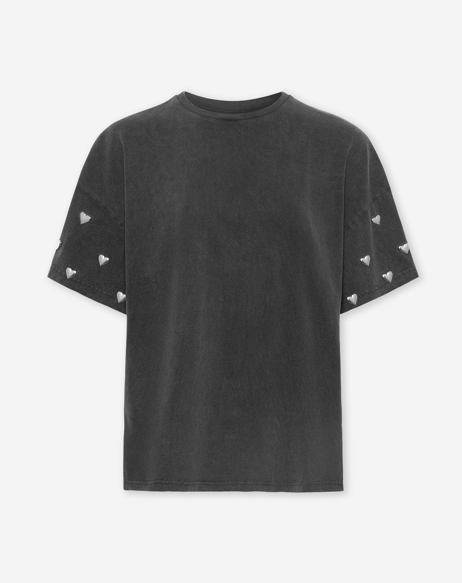 HEART STUD SLEEVE OVERSIZED TEE ACID GRIJS