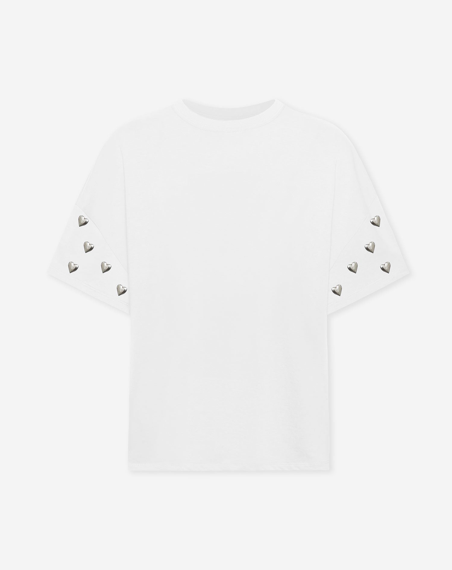 HEART STUD SLEEVE OVERSIZED TEE CRÈME