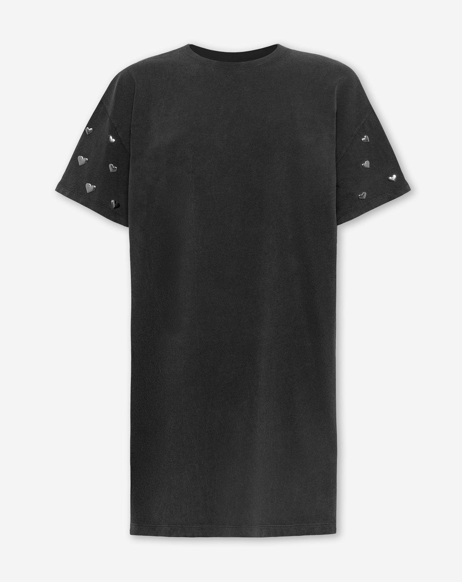 HEART STUD SLEEVE TEE DRESS ACID GREY