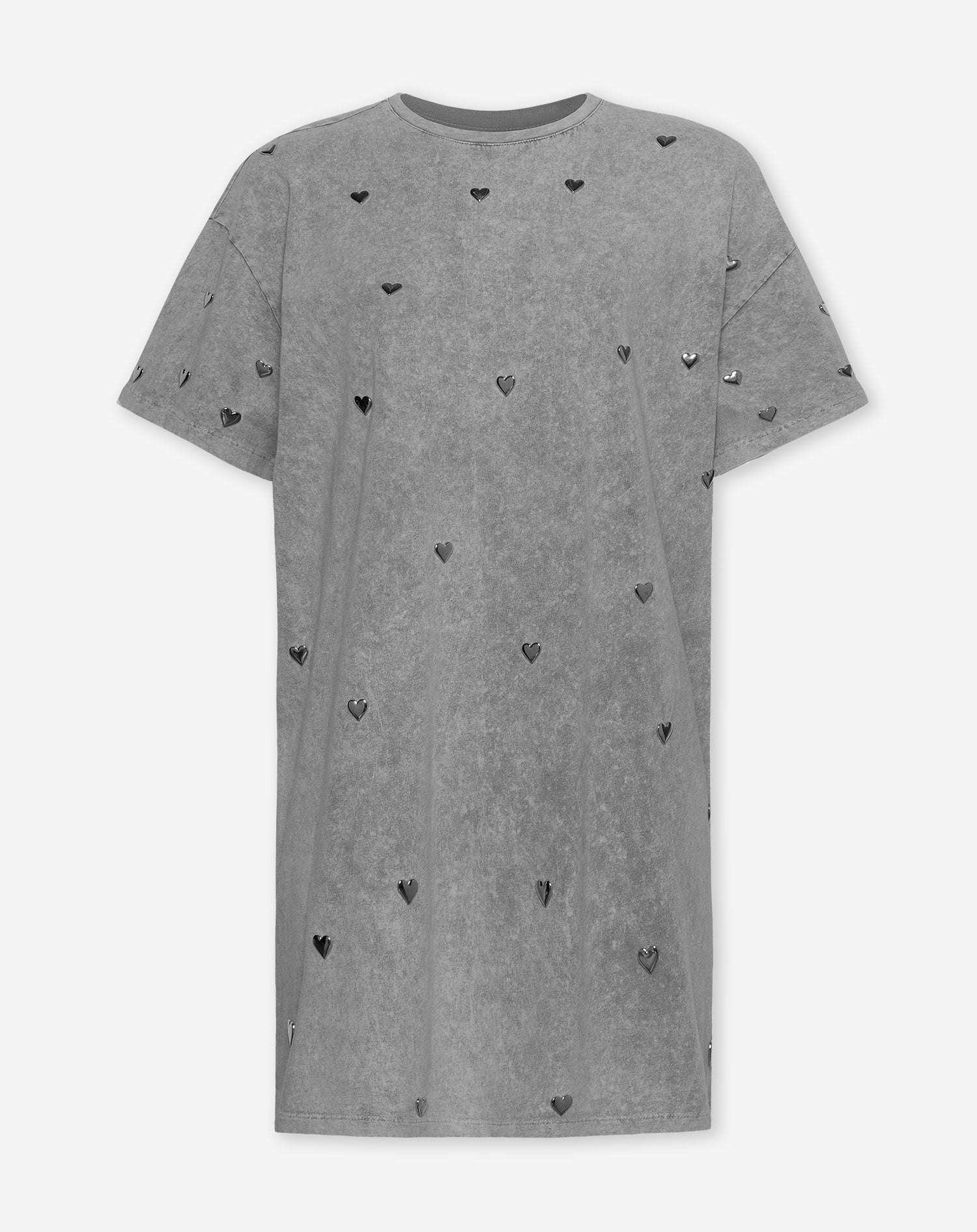 ALLOVER HEART STUD TEE DRESS ACID LIGHT GREY